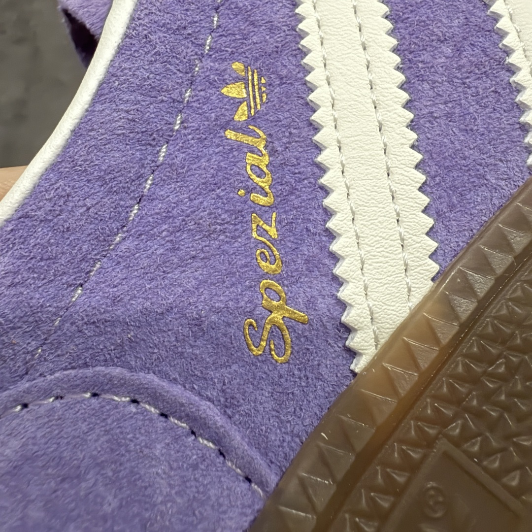 【纯原】Adidas Handball Spezial 阿迪达斯经典款牛皮复古休闲板鞋 紫白生胶 KI5