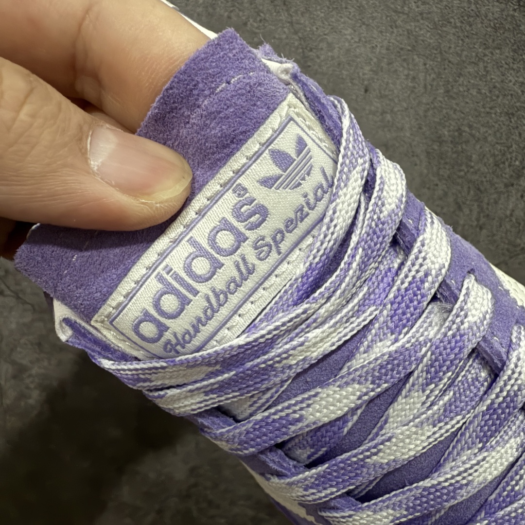 【纯原】Adidas Handball Spezial 阿迪达斯经典款牛皮复古休闲板鞋 紫白生胶 KI5