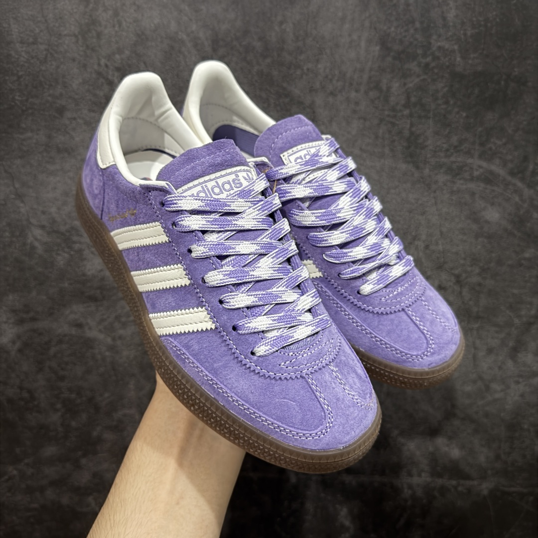 【纯原】Adidas Handball Spezial 阿迪达斯经典款牛皮复古休闲板鞋 紫白生胶 KI5