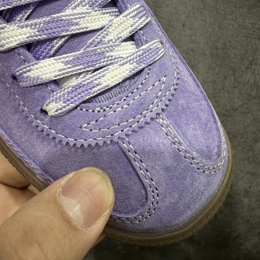 【纯原】Adidas Handball Spezial 阿迪达斯经典款牛皮复古休闲板鞋 紫白生胶 KI5