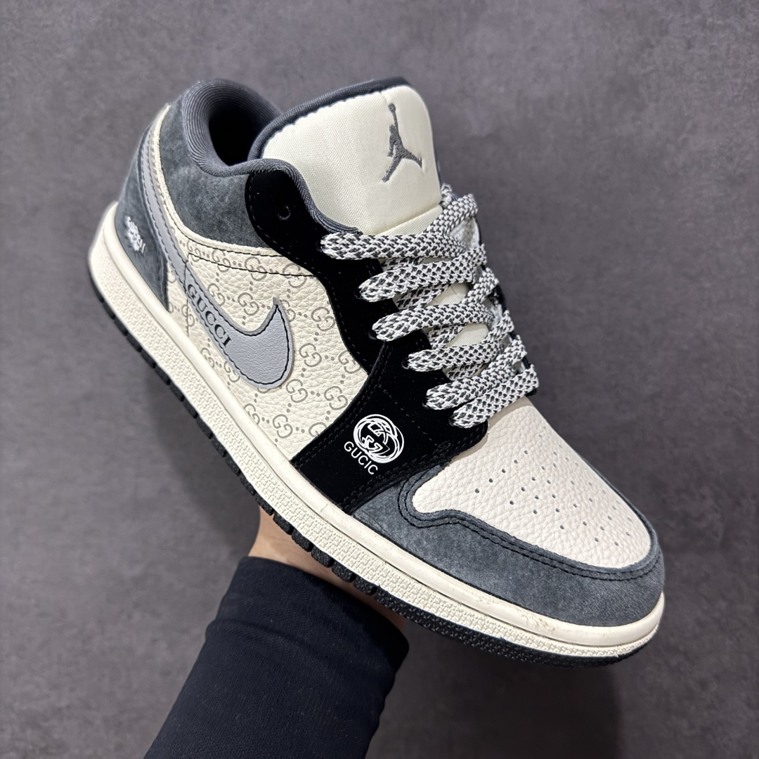 【纯原】Air Jordan 1 Low AJ1 乔1 “GUCCI联名---米黑蓝印花”高端定制 低帮