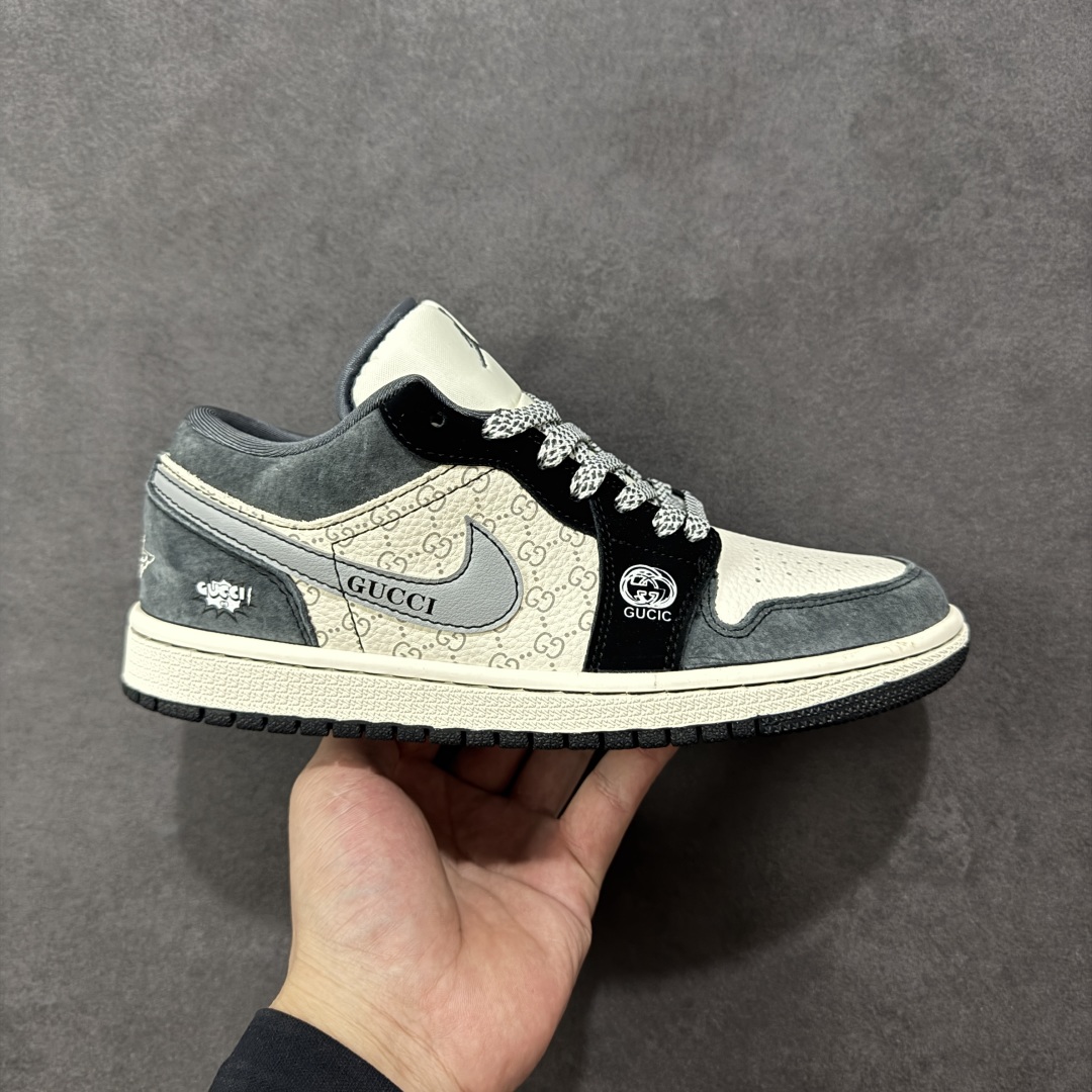 【纯原】Air Jordan 1 Low AJ1 乔1 “GUCCI联名---米黑蓝印花”高端定制 低帮