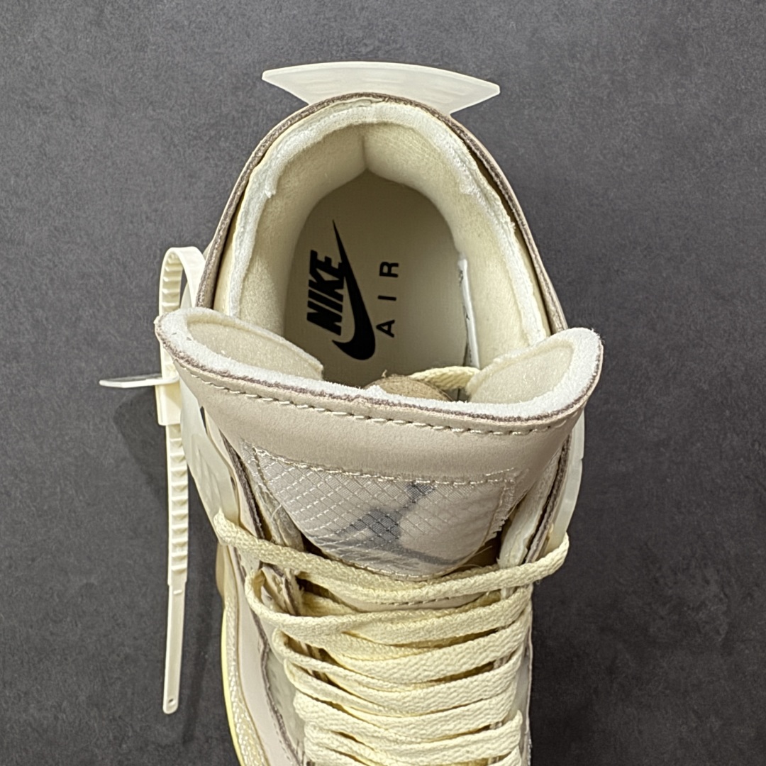 图片[7]-【福利版】Air Jordan AJ4 x OW联名 中帮篮球鞋 原楦原纸板同源开发 完美呈现乔4的版型 内侧正确双色网格 还原细节 正确气垫颜色 正确网格工艺 正确拉帮工艺 全鞋原装材料制作 原档案原模具打造 货号：CV9388-100 尺码：36-48带半码 编码：GLB250260-选品中心