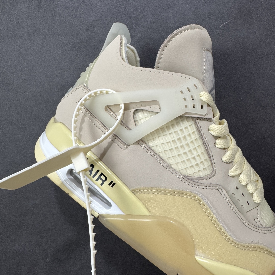 图片[6]-【福利版】Air Jordan AJ4 x OW联名 中帮篮球鞋 原楦原纸板同源开发 完美呈现乔4的版型 内侧正确双色网格 还原细节 正确气垫颜色 正确网格工艺 正确拉帮工艺 全鞋原装材料制作 原档案原模具打造 货号：CV9388-100 尺码：36-48带半码 编码：GLB250260-选品中心