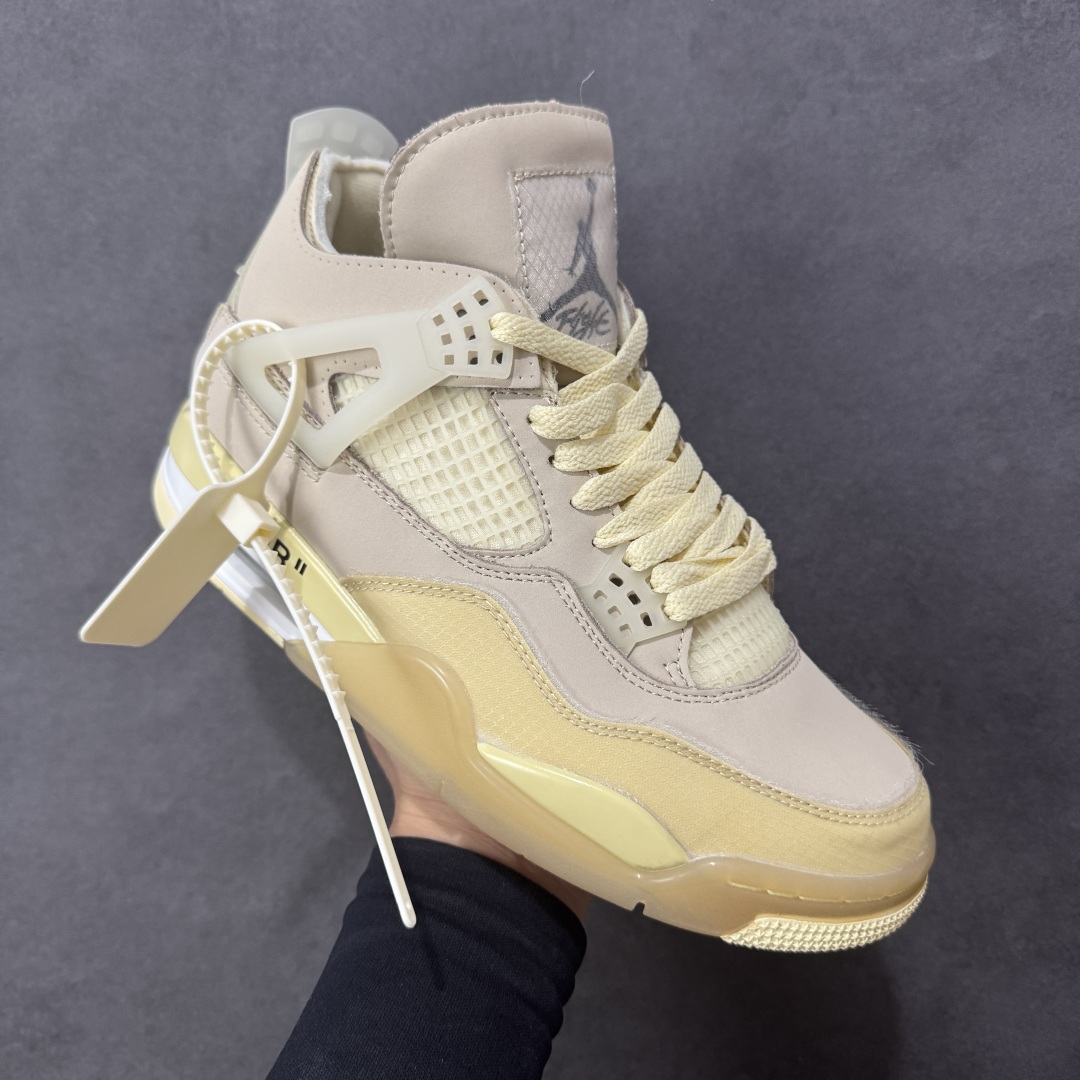 图片[3]-【福利版】Air Jordan AJ4 x OW联名 中帮篮球鞋 原楦原纸板同源开发 完美呈现乔4的版型 内侧正确双色网格 还原细节 正确气垫颜色 正确网格工艺 正确拉帮工艺 全鞋原装材料制作 原档案原模具打造 货号：CV9388-100 尺码：36-48带半码 编码：GLB250260-选品中心
