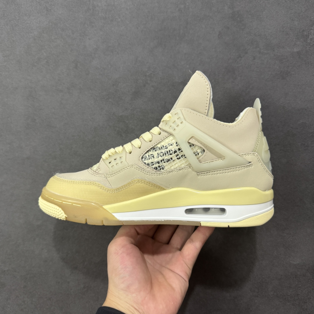 图片[2]-【福利版】Air Jordan AJ4 x OW联名 中帮篮球鞋 原楦原纸板同源开发 完美呈现乔4的版型 内侧正确双色网格 还原细节 正确气垫颜色 正确网格工艺 正确拉帮工艺 全鞋原装材料制作 原档案原模具打造 货号：CV9388-100 尺码：36-48带半码 编码：GLB250260-选品中心