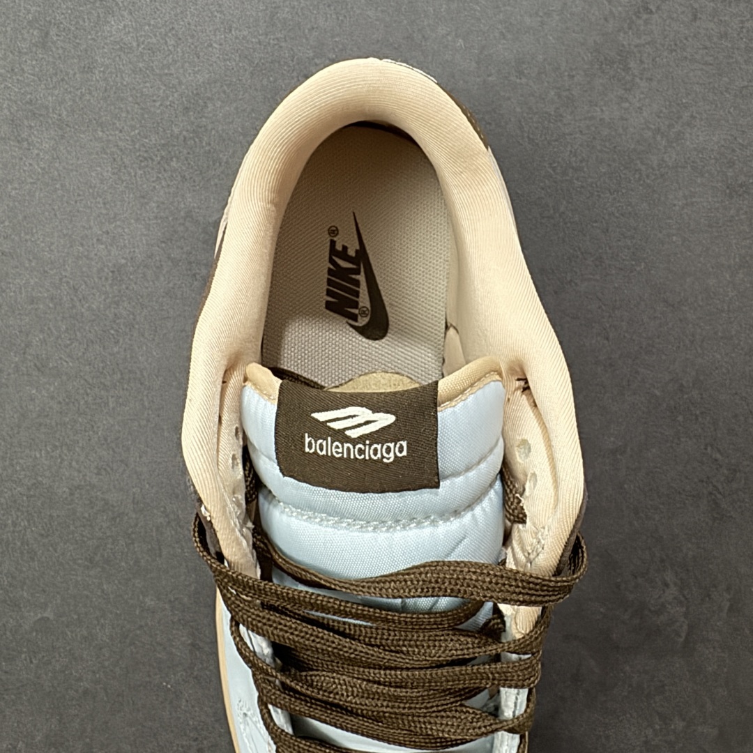 图片[7]-【定制版】Balenciaga x Nike Dunk SB Low 巴黎世家 x 耐克 SB 低帮 蓝粉棕 鞋身整体以蓝色皮革打造，搭配蓝色框架覆盖层，使鞋款十分百搭，后部使用棕色示人，鞋舌以Balenciaga字样呈现，鞋身两侧Swoosh Logo采用粉色点缀，后跟装饰片使用棕色皮革制作，鞋舌是网眼布材料，增强了透气性，鞋头处侧边Balenciaga字样棕色点缀，后跟印有Balenciaga字样，彰显联名身份；最后以粉色中底搭配棕色橡胶外底完善整体设计收尾。 货号：DD1988-002 尺码：36 36.5 37.5 38 38.5 39 40 40.5 41 42 42.5 43 44 44.5 45 编码：HXSB330340-选品中心