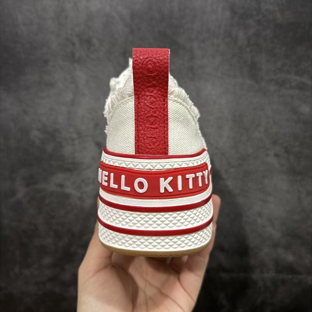 图片[4]-【广东纯原版本】Sanrio/三丽鸥 x OLD ORDER 联名限定 凯蒂粉蓝 6.5CM 厚底增高帆布鞋 马卡龙 鞋身满印的Hello Kitty凯蒂猫图案真的好可爱💗 粉蓝色系的毛边设计满满小香风氛围感 脚感蛮舒适的不磨脚，搭配清新干净 小个子也能拥有大长腿 出街穿这双回头率拉满了🥰 氛围感就够了 日常穿搭也很出彩啦 货号：O2320805 尺码 35 36 37 38 39 40-选品中心