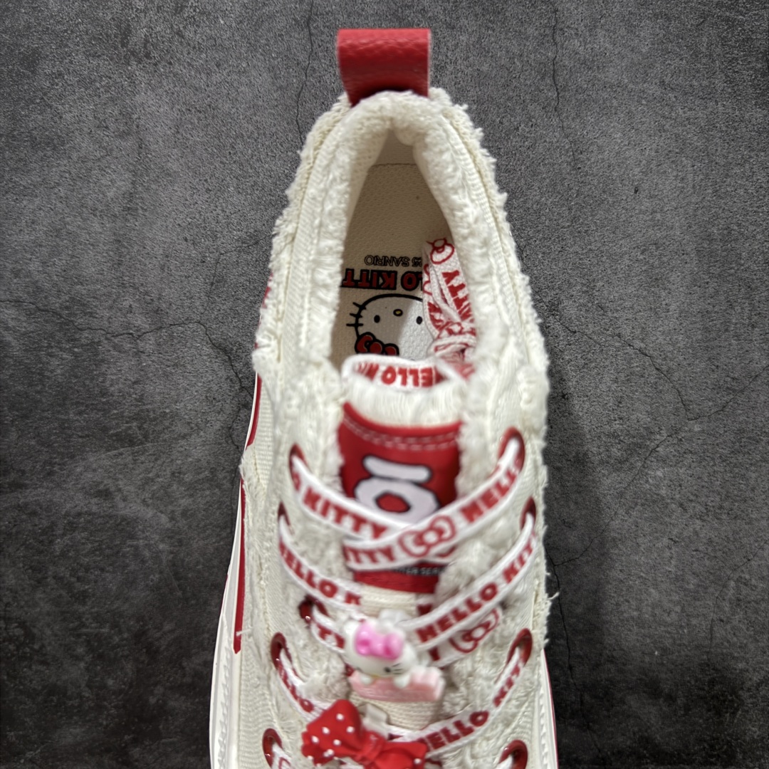 图片[8]-【广东纯原版本】Sanrio/三丽鸥 x OLD ORDER 联名限定 凯蒂粉蓝 6.5CM 厚底增高帆布鞋 马卡龙 鞋身满印的Hello Kitty凯蒂猫图案真的好可爱💗 粉蓝色系的毛边设计满满小香风氛围感 脚感蛮舒适的不磨脚，搭配清新干净 小个子也能拥有大长腿 出街穿这双回头率拉满了🥰 氛围感就够了 日常穿搭也很出彩啦 货号：O2320805 尺码 35 36 37 38 39 40-选品中心