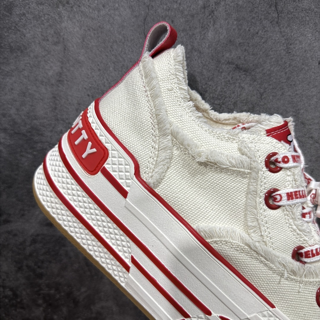 图片[7]-【广东纯原版本】Sanrio/三丽鸥 x OLD ORDER 联名限定 凯蒂粉蓝 6.5CM 厚底增高帆布鞋 马卡龙 鞋身满印的Hello Kitty凯蒂猫图案真的好可爱💗 粉蓝色系的毛边设计满满小香风氛围感 脚感蛮舒适的不磨脚，搭配清新干净 小个子也能拥有大长腿 出街穿这双回头率拉满了🥰 氛围感就够了 日常穿搭也很出彩啦 货号：O2320805 尺码 35 36 37 38 39 40-选品中心