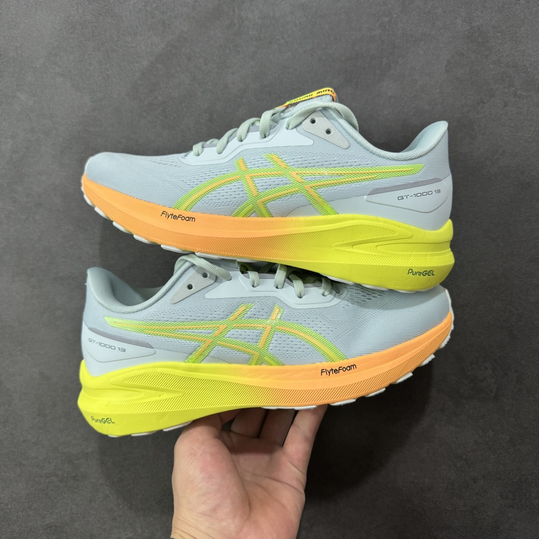 图片[6]-【公司级】Asics GT-1000 13 阿斯克斯 低帮防滑耐磨舒适稳定低邦休闲训练短跑跑步鞋 采用网眼鞋面，提供良好透气性。 中底处的Puregel科技与Flytefoam缓冲层可減轻鞋身的重量，带来更加柔软的触地脚感，PuergelL胶位于鞋跟底部，柔软度比标准GEL胶高67%，Flyteoama中底科技，具有良好的缓震性， 同时通过添加有机纤维材料，使得轻量性及耐用性得以实现；3D引导系统提供优秀的稳定性， 在磨损较多的部位配有AHAR+高耐磨橡胶，保持轻量性和抓地力的同时，发挥出更强耐磨性，提高跑鞋耐用度。 尺码：36-46带半码 编码：LNHB230240-选品中心