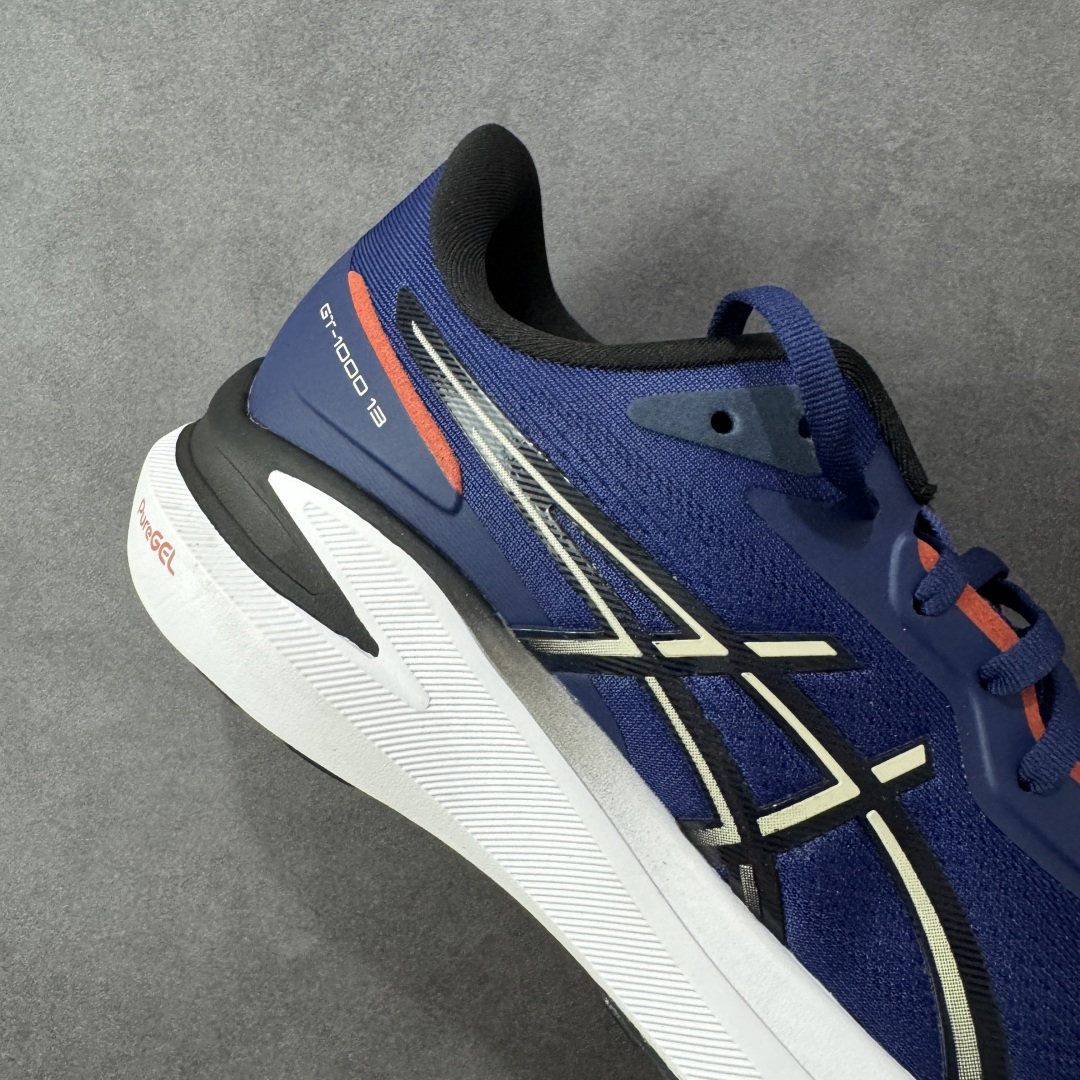 图片[6]-【公司级】Asics GT-1000 13 阿斯克斯 低帮 蓝黑色 防滑耐磨舒适稳定低邦休闲训练短跑跑步鞋 采用网眼鞋面，提供良好透气性。 中底处的Puregel科技与Flytefoam缓冲层可減轻鞋身的重量，带来更加柔软的触地脚感，PuergelL胶位于鞋跟底部，柔软度比标准GEL胶高67%，Flyteoama中底科技，具有良好的缓震性， 同时通过添加有机纤维材料，使得轻量性及耐用性得以实现；3D引导系统提供优秀的稳定性， 在磨损较多的部位配有AHAR+高耐磨橡胶，保持轻量性和抓地力的同时，发挥出更强耐磨性，提高跑鞋耐用度。 货号：1011B860-400 尺码：36-46带半码 编码：LNHB230240-选品中心