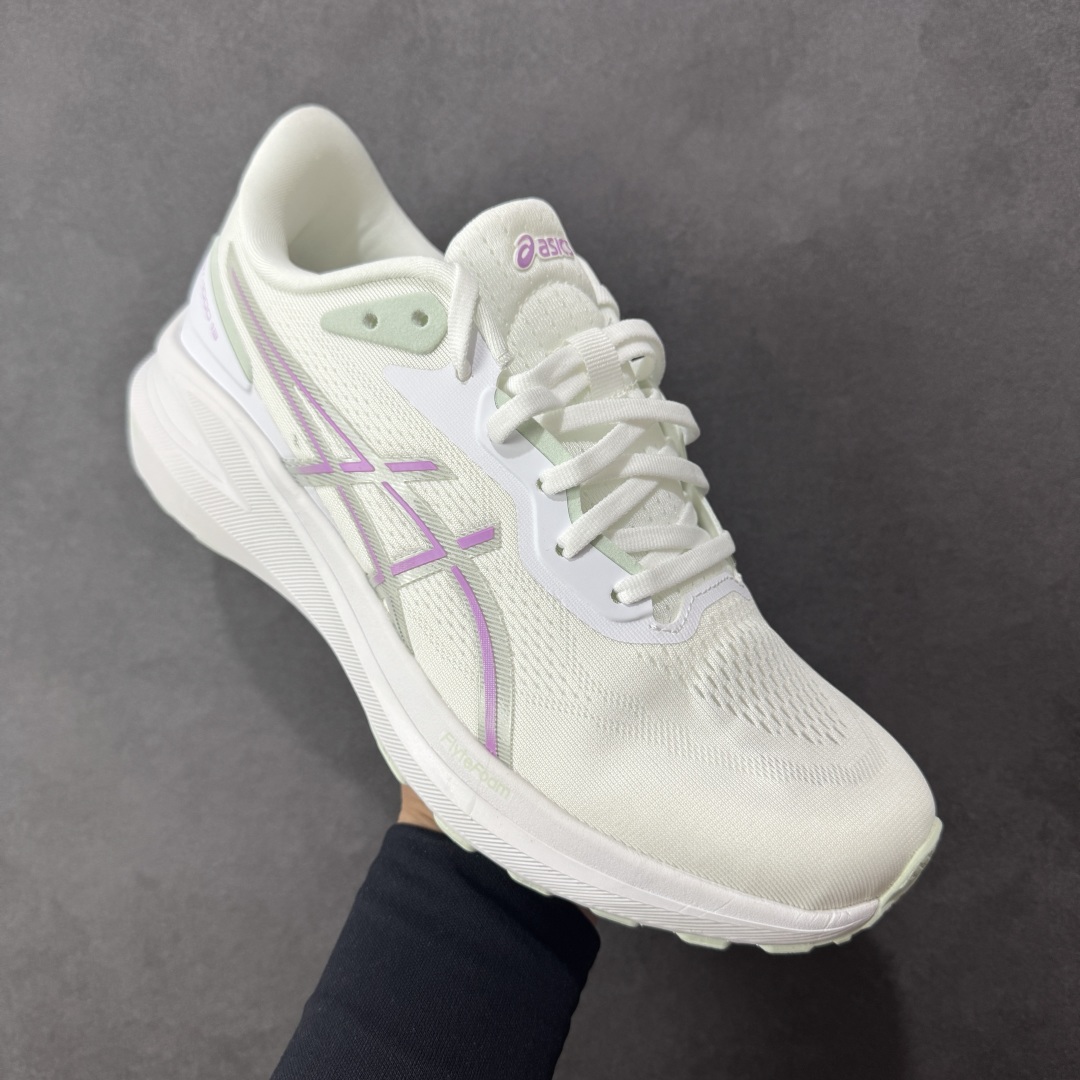 图片[3]-【定制版】Asics GT-1000 13 阿斯克斯 低帮 白紫绿 防滑耐磨舒适稳定低邦休闲训练短跑跑步鞋 采用网眼鞋面，提供良好透气性。 中底处的Puregel科技与Flytefoam缓冲层可減轻鞋身的重量，带来更加柔软的触地脚感，PuergelL胶位于鞋跟底部，柔软度比标准GEL胶高67%，Flyteoama中底科技，具有良好的缓震性， 同时通过添加有机纤维材料，使得轻量性及耐用性得以实现；3D引导系统提供优秀的稳定性， 在磨损较多的部位配有AHAR+高耐磨橡胶，保持轻量性和抓地力的同时，发挥出更强耐磨性，提高跑鞋耐用度。 货号：1012B663-100 尺码：36-46带半码 编码：LNHB230240-选品中心