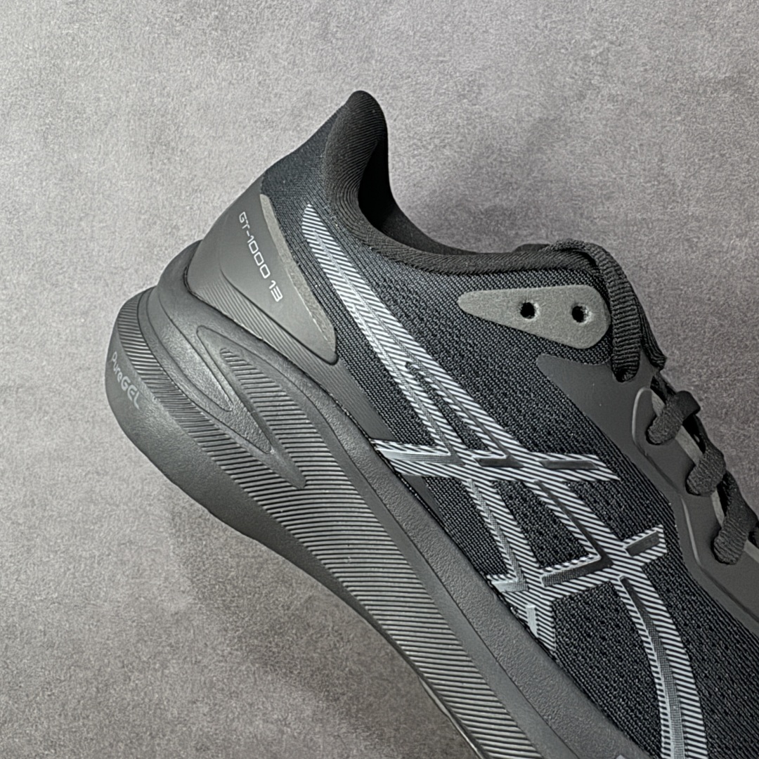 图片[6]-【公司级】Asics GT-1000 13 阿斯克斯 低帮 黑色 防滑耐磨舒适稳定低邦休闲训练短跑跑步鞋 采用网眼鞋面，提供良好透气性。 中底处的Puregel科技与Flytefoam缓冲层可減轻鞋身的重量，带来更加柔软的触地脚感，PuergelL胶位于鞋跟底部，柔软度比标准GEL胶高67%，Flyteoama中底科技，具有良好的缓震性， 同时通过添加有机纤维材料，使得轻量性及耐用性得以实现；3D引导系统提供优秀的稳定性， 在磨损较多的部位配有AHAR+高耐磨橡胶，保持轻量性和抓地力的同时，发挥出更强耐磨性，提高跑鞋耐用度。 男货号：1011B858-004 女货号：1012B663-004 尺码：36-46带半码 编码：LNHB230240-选品中心