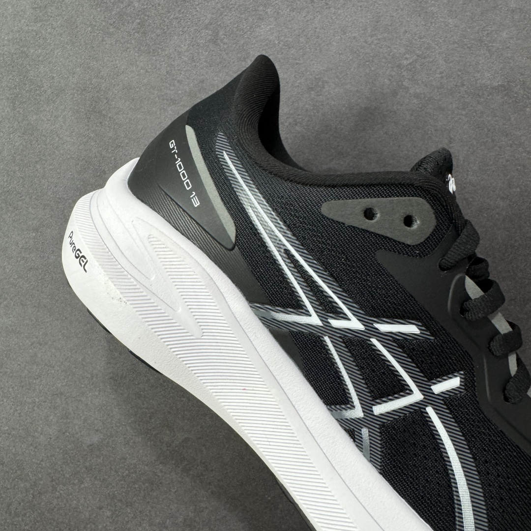 图片[6]-【公司级】Asics GT-1000 13 阿斯克斯 低帮 黑灰色 防滑耐磨舒适稳定低邦休闲训练短跑跑步鞋 采用网眼鞋面，提供良好透气性。 中底处的Puregel科技与Flytefoam缓冲层可減轻鞋身的重量，带来更加柔软的触地脚感，PuergelL胶位于鞋跟底部，柔软度比标准GEL胶高67%，Flyteoama中底科技，具有良好的缓震性， 同时通过添加有机纤维材料，使得轻量性及耐用性得以实现；3D引导系统提供优秀的稳定性， 在磨损较多的部位配有AHAR+高耐磨橡胶，保持轻量性和抓地力的同时，发挥出更强耐磨性，提高跑鞋耐用度。 男货号：1011B858-003 女货号：1012B663-003 尺码：36-46带半码 编码：LNHB230240-选品中心