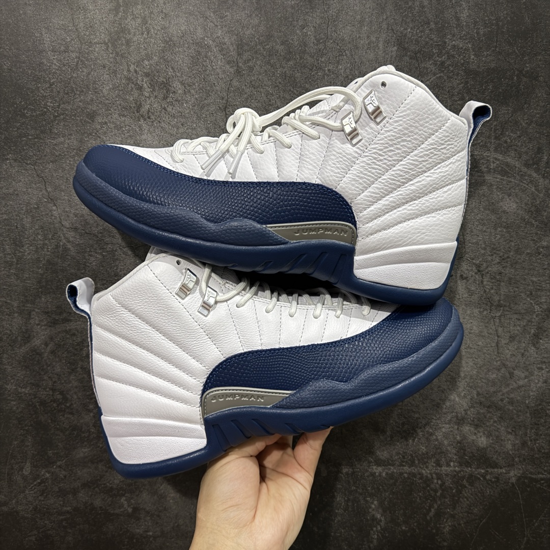 【纯原】Air Jordan AJ12 Retro 潮流 中帮 复古篮球鞋 白蓝 法国蓝 CT8013-