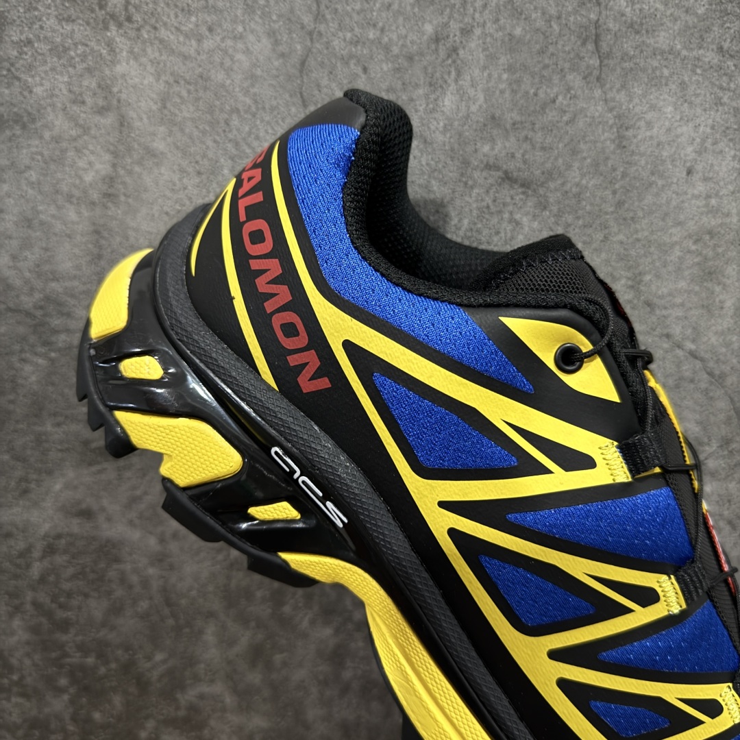 图片[7]-【绿X版】JJJJound x SALOMON萨洛蒙 XT-6 舒适百搭 耐磨透气支撑 低帮 户外功能鞋 男女同款 蓝黄 491304 顶级原盒配置 外机能登山跑鞋 纯原外贸平台特供订单 耗时半年巨作 全套原纸板楦头开发 原厂特供网布配套加持 确保原汁原味 完美呈现版型 原档数据独家私模五层组合大底 男女鞋同步官方开发至46.5 原装Ortholite轻量化鞋垫 中底布带钢印编号 原厂TPU锁扣 进口港宝加持 后跟自然饱满 还原公司包裹性 鞋面以“锯齿”状的包裹系统呈现 在基色底之下加入了各种色点缀 将公司的最新技术和时尚前卫的造型融入耐用的长跑款式中 鞋面由 TPU 薄膜制成 并焊接在高耐磨网眼上 使其既时尚又坚固 由 ACS底盘支撑 可增强稳定性和支撑力 以及由橡胶凸耳 Contragrip外底覆盖的 EVA 缓冲中底 旨在应对崎岖的地形 鞋舌上的彩色Salomon 标签、Quicklace 系统以及鞋头、鞋舌和鞋跟上的附加品牌使细节更加完美 让穿着者可以轻松驾驭户外与通勤下的任何运动生活场景 无缝鞋身户外随意纵横 颜值与脚感兼备 出街通勤 绝对非常吸睛 你值得拥有 尺码：36 36.5 37.5 38 38.5 39 40 40.5 41 42 42.5 43 44 44.5 45 46 46.5-选品中心