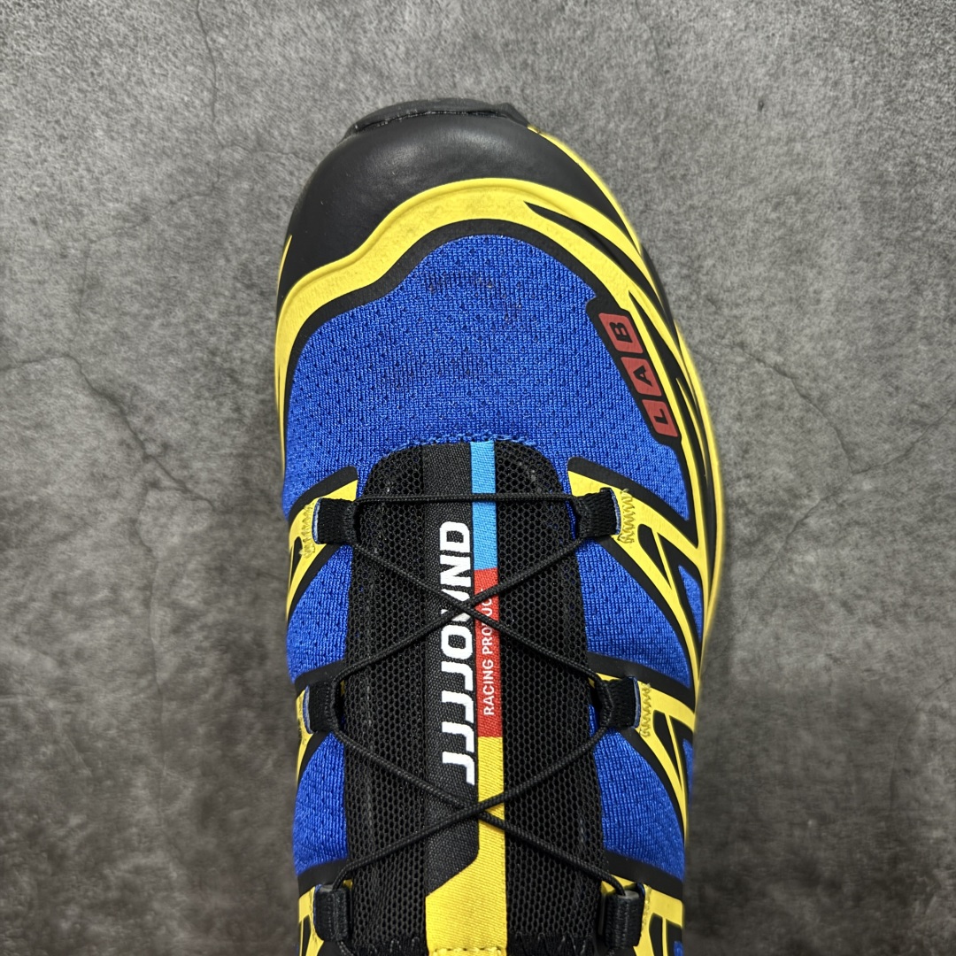 图片[5]-【绿X版】JJJJound x SALOMON萨洛蒙 XT-6 舒适百搭 耐磨透气支撑 低帮 户外功能鞋 男女同款 蓝黄 491304 顶级原盒配置 外机能登山跑鞋 纯原外贸平台特供订单 耗时半年巨作 全套原纸板楦头开发 原厂特供网布配套加持 确保原汁原味 完美呈现版型 原档数据独家私模五层组合大底 男女鞋同步官方开发至46.5 原装Ortholite轻量化鞋垫 中底布带钢印编号 原厂TPU锁扣 进口港宝加持 后跟自然饱满 还原公司包裹性 鞋面以“锯齿”状的包裹系统呈现 在基色底之下加入了各种色点缀 将公司的最新技术和时尚前卫的造型融入耐用的长跑款式中 鞋面由 TPU 薄膜制成 并焊接在高耐磨网眼上 使其既时尚又坚固 由 ACS底盘支撑 可增强稳定性和支撑力 以及由橡胶凸耳 Contragrip外底覆盖的 EVA 缓冲中底 旨在应对崎岖的地形 鞋舌上的彩色Salomon 标签、Quicklace 系统以及鞋头、鞋舌和鞋跟上的附加品牌使细节更加完美 让穿着者可以轻松驾驭户外与通勤下的任何运动生活场景 无缝鞋身户外随意纵横 颜值与脚感兼备 出街通勤 绝对非常吸睛 你值得拥有 尺码：36 36.5 37.5 38 38.5 39 40 40.5 41 42 42.5 43 44 44.5 45 46 46.5-选品中心