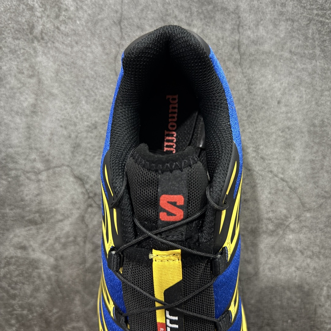 图片[8]-【绿X版】JJJJound x SALOMON萨洛蒙 XT-6 舒适百搭 耐磨透气支撑 低帮 户外功能鞋 男女同款 蓝黄 491304 顶级原盒配置 外机能登山跑鞋 纯原外贸平台特供订单 耗时半年巨作 全套原纸板楦头开发 原厂特供网布配套加持 确保原汁原味 完美呈现版型 原档数据独家私模五层组合大底 男女鞋同步官方开发至46.5 原装Ortholite轻量化鞋垫 中底布带钢印编号 原厂TPU锁扣 进口港宝加持 后跟自然饱满 还原公司包裹性 鞋面以“锯齿”状的包裹系统呈现 在基色底之下加入了各种色点缀 将公司的最新技术和时尚前卫的造型融入耐用的长跑款式中 鞋面由 TPU 薄膜制成 并焊接在高耐磨网眼上 使其既时尚又坚固 由 ACS底盘支撑 可增强稳定性和支撑力 以及由橡胶凸耳 Contragrip外底覆盖的 EVA 缓冲中底 旨在应对崎岖的地形 鞋舌上的彩色Salomon 标签、Quicklace 系统以及鞋头、鞋舌和鞋跟上的附加品牌使细节更加完美 让穿着者可以轻松驾驭户外与通勤下的任何运动生活场景 无缝鞋身户外随意纵横 颜值与脚感兼备 出街通勤 绝对非常吸睛 你值得拥有 尺码：36 36.5 37.5 38 38.5 39 40 40.5 41 42 42.5 43 44 44.5 45 46 46.5-选品中心