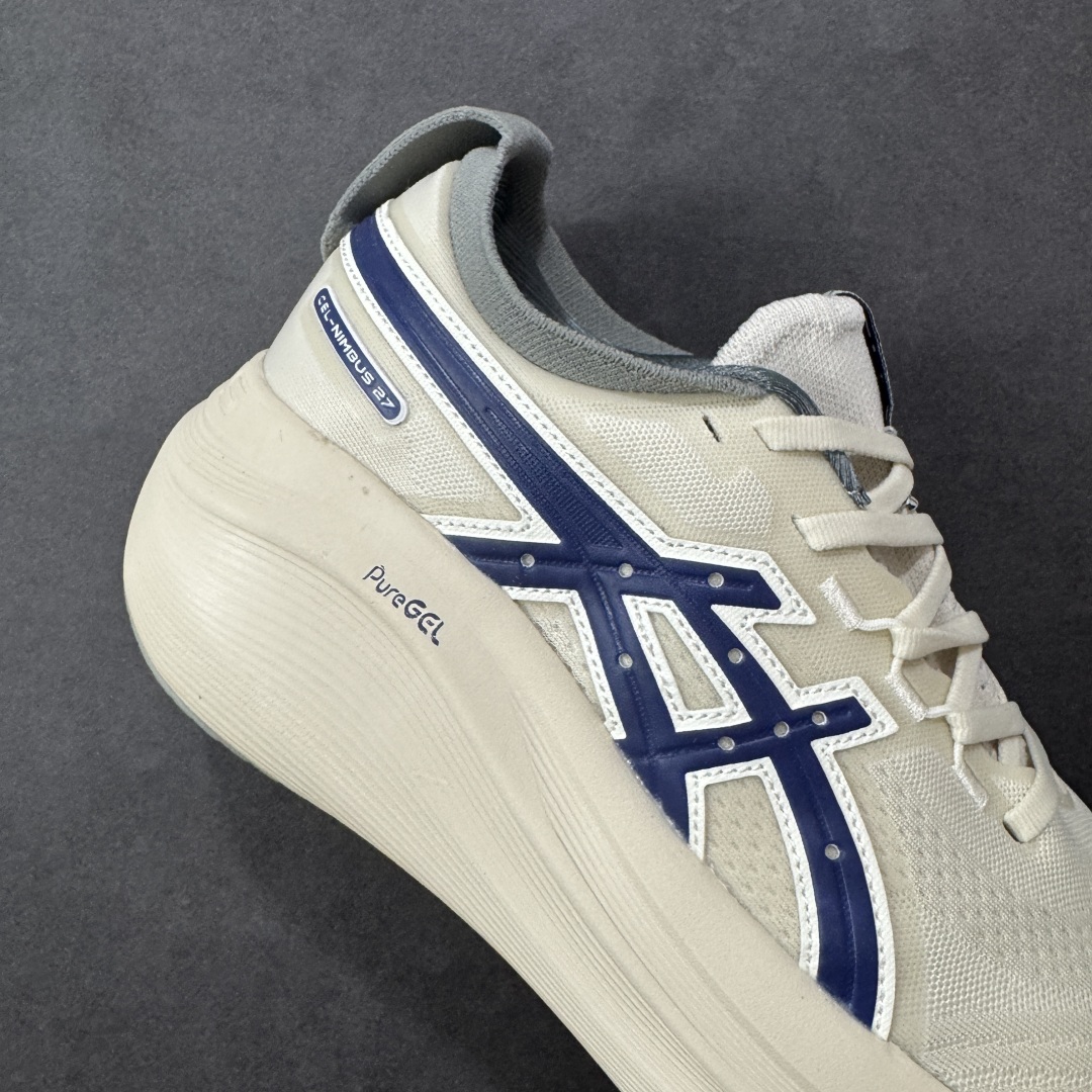 图片[6]-【公司级】Asics GEL-NIMBUS 27 亚瑟士夏季网面跑步鞋 鞋面采用双层提花网面设计，提高包裹性和透气性，后跟搭载稳定系统科技T-GEL提升整体支撑力和结构感，减少对身体带来的冲击负荷，创新中底至轻回弹 货号：1011C028-200 尺码：36-46带半码 编码：FSB240250-选品中心