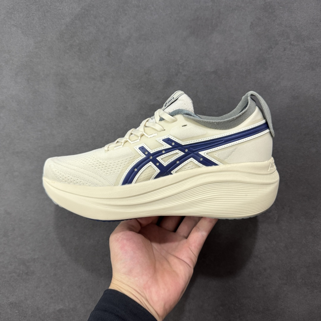 图片[2]-【公司级】Asics GEL-NIMBUS 27 亚瑟士夏季网面跑步鞋 鞋面采用双层提花网面设计，提高包裹性和透气性，后跟搭载稳定系统科技T-GEL提升整体支撑力和结构感，减少对身体带来的冲击负荷，创新中底至轻回弹 货号：1011C028-200 尺码：36-46带半码 编码：FSB240250-选品中心