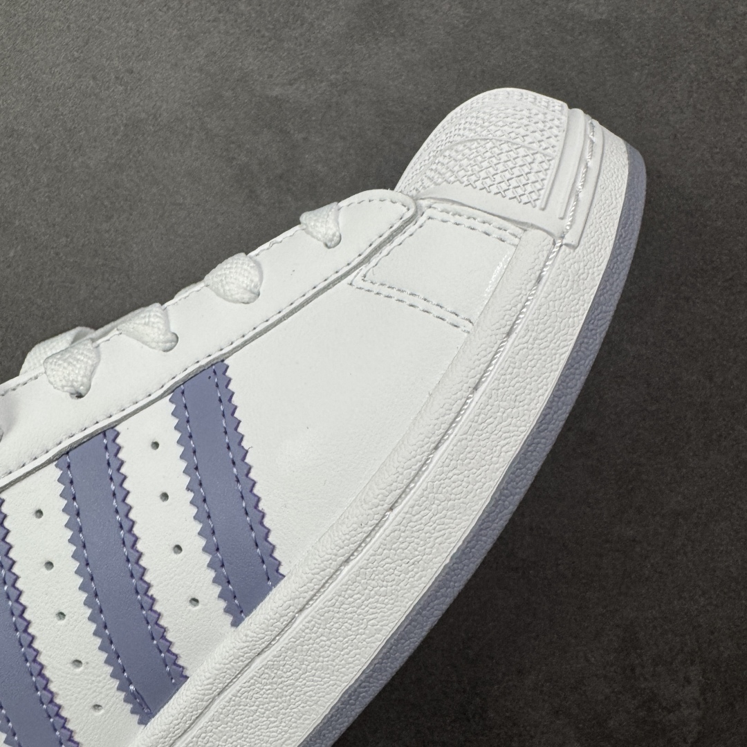 图片[5]-【H11纯原】AD Originals Superstar 2 白紫色贝壳头 原装公司级实拍 采用全新头层拼接皮革材质 后跟采用特色3D立体印字 渠道正品订单 诠释市场最高工艺水平 全鞋进口头层皮料打造。区别市面普通真标版本，进出专柜无压力 货号：JS1373 尺码：35.5-40-选品中心