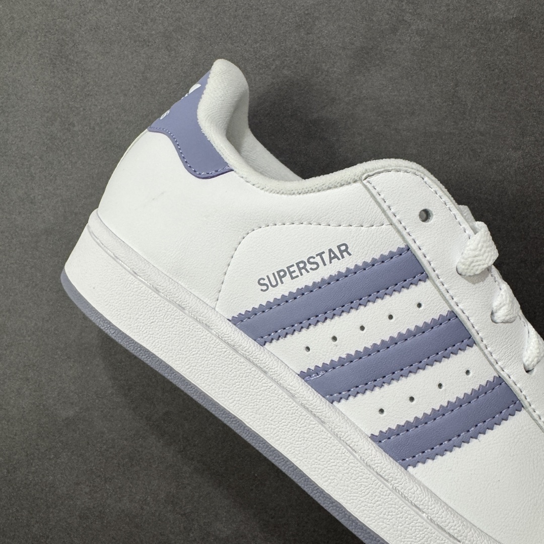 图片[6]-【H11纯原】AD Originals Superstar 2 白紫色贝壳头 原装公司级实拍 采用全新头层拼接皮革材质 后跟采用特色3D立体印字 渠道正品订单 诠释市场最高工艺水平 全鞋进口头层皮料打造。区别市面普通真标版本，进出专柜无压力 货号：JS1373 尺码：35.5-40-选品中心