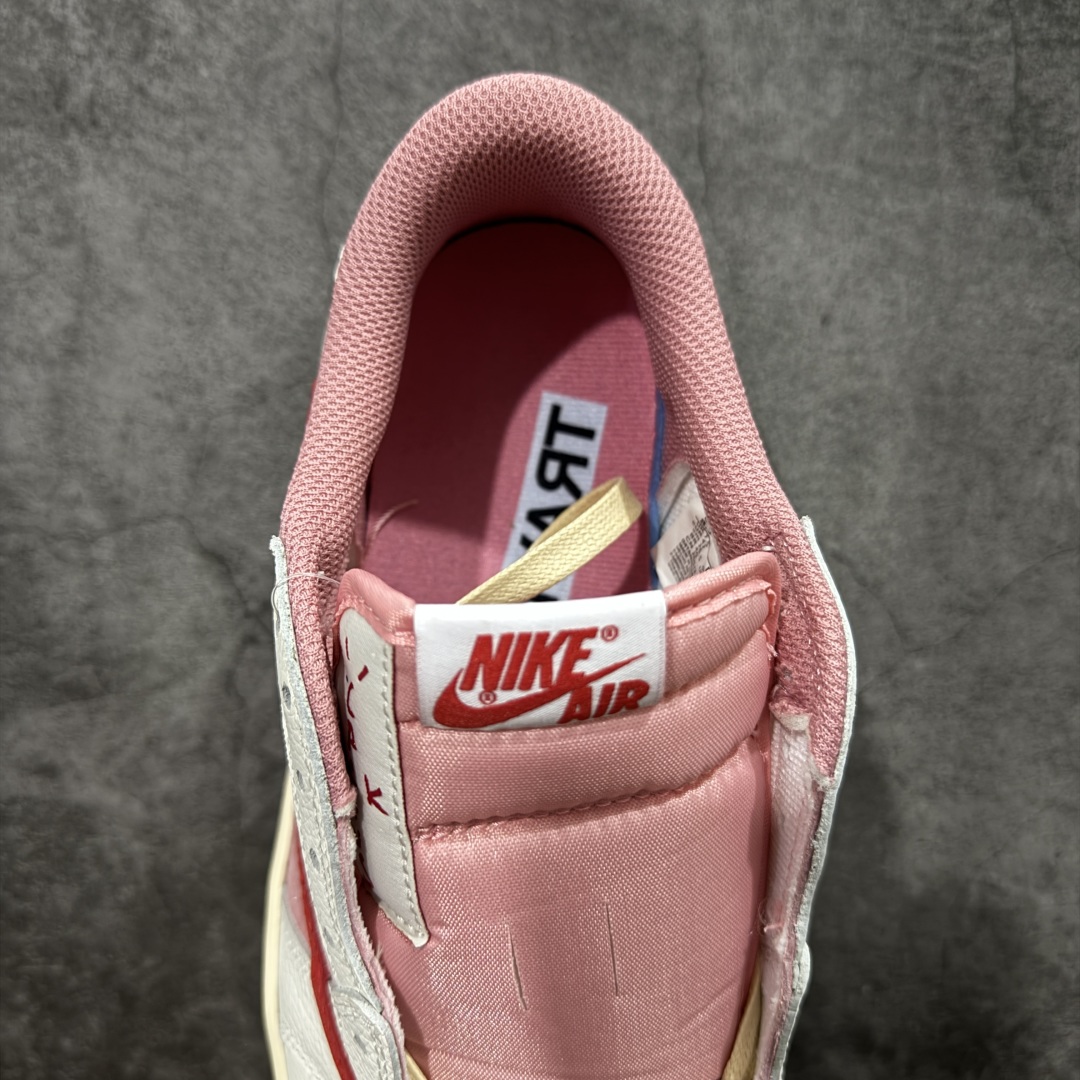 图片[8]-【原厂版】Air Jordan 1 x Travis Scott AJ1 x TS联名白粉红倒钩低帮 DM7866-100 超级强悍品质 可对比市场各大纯原版本 专业aj大厂出品 对细节的把控毋庸置疑 材料也是用最接近原鞋的头层皮料 所有地方都没有做到减配 原厂鞋楦打造完美鞋型 整体鞋型以及后跟做的弧度做的非常好 鞋带为原厂打蜡鞋带 粗细程度同步原鞋 裁片清洁度到位 无明显瑕疵毛边 免修产品 正确针车 该重针 该有尖角的地方都有做到 鞋价格非常香 转手可闭眼卖高价 到手各位就知道货有多好 绝对秒杀一切同价格货品 尺码：36-47.5-选品中心