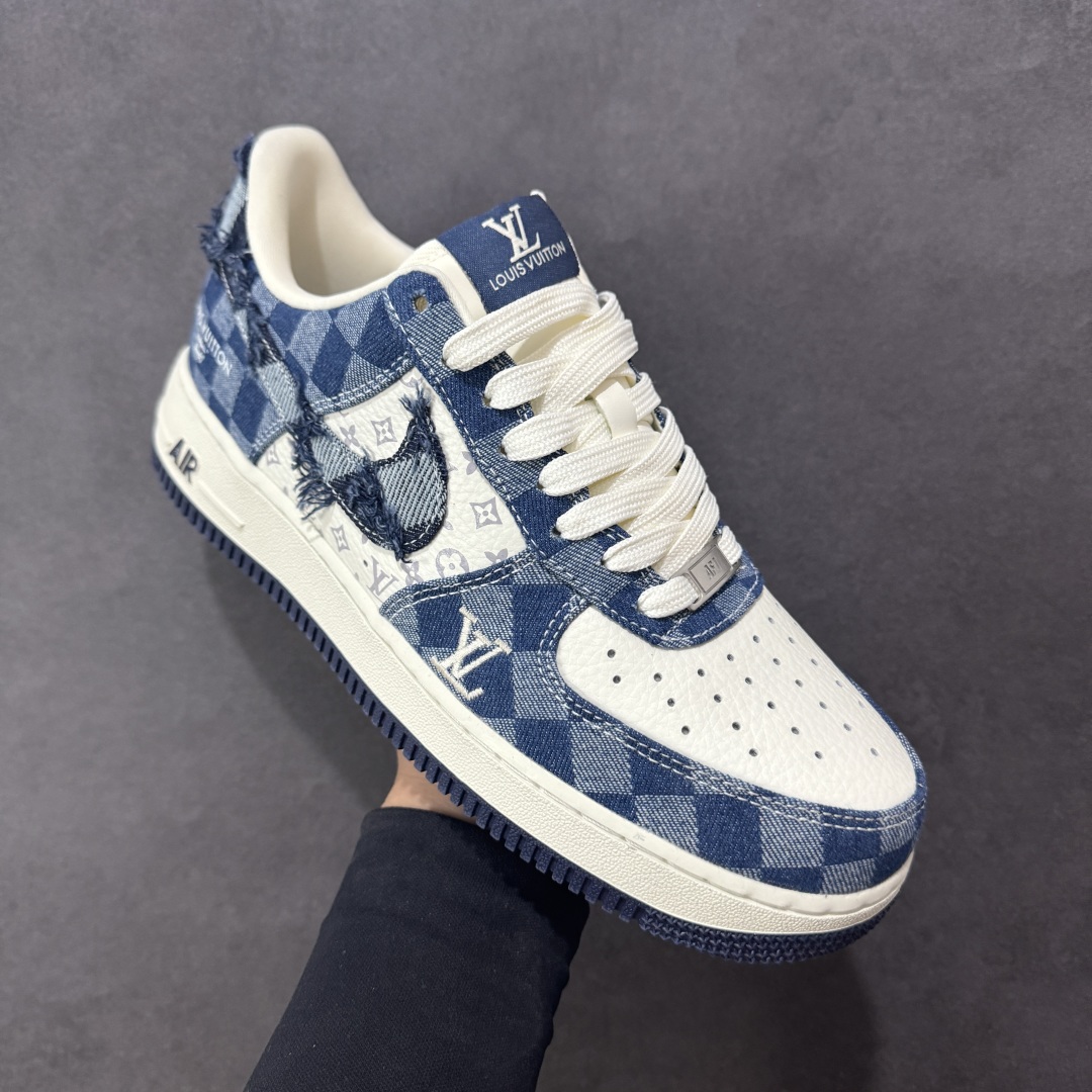 图片[3]-【定制版】Nike Air Force 1\’07 Low 联名 白海军蓝 空军一号低帮休闲板鞋  #流苏格子防水牛仔布 高级夜光效果 工艺难度大 原楦头原纸板 高端定制鞋盒 原厂鞋底 超高清洁度 细节完美 货号：YF9511-816  尺码：36 36.5 37.5 38 38.5 39 40 40.5 41 42 42.5 43 44 44.5 45-选品中心