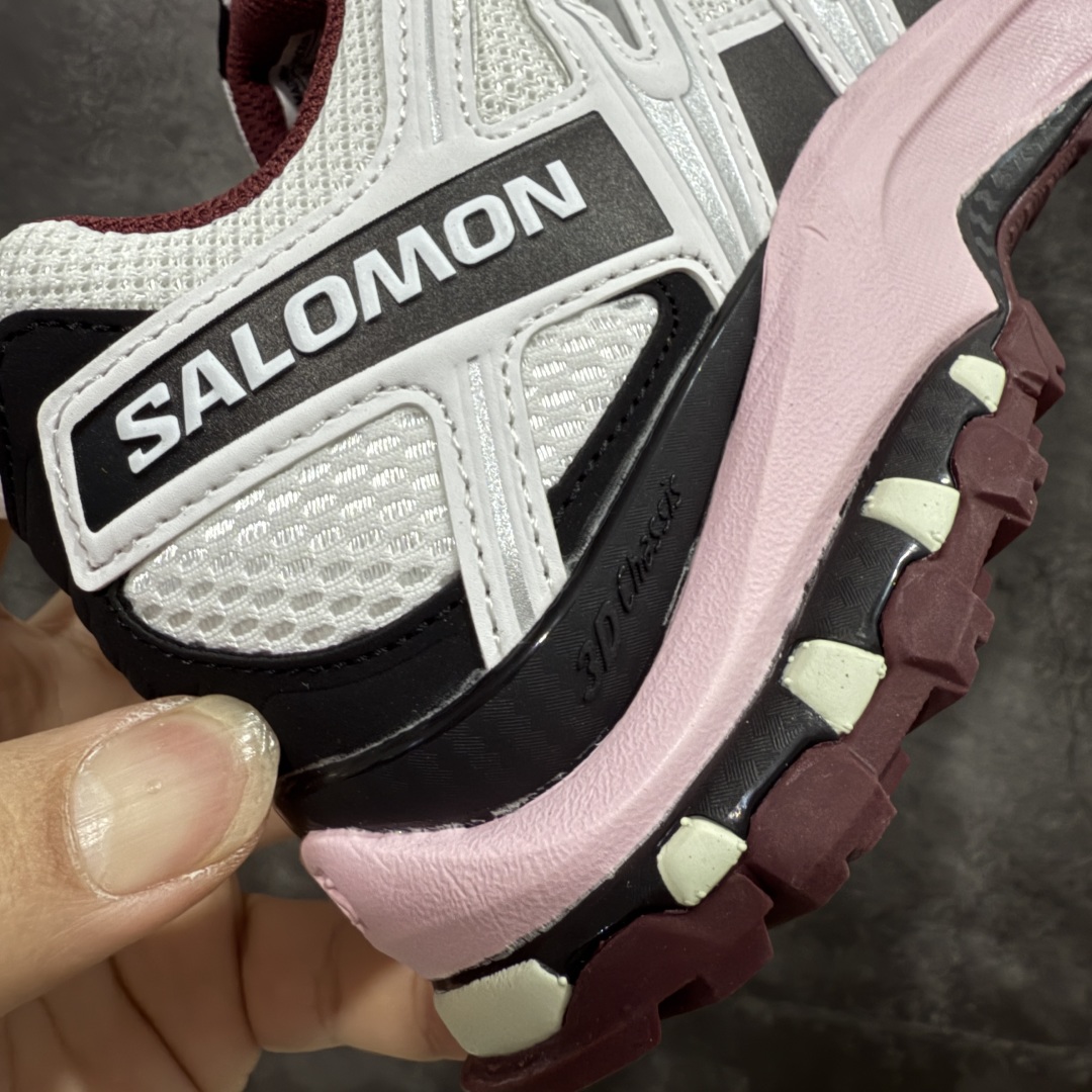 图片[3]-【绿x版】SALOMON XA Pro 3D ADV 萨洛蒙潮流越野机能户外功能鞋 白粉色478676新配色出货 纯原外贸平台特供订单 耗时半年巨作 全套原纸板楦头开发 原厂特供网布配套加持 确保原汁原味 完美呈现版型 原档数据独家私模五层组合大底 男女鞋同步官方开发至46.5 原装Ortholite轻量化鞋垫 中底布带钢印编号 原厂TPU锁扣 进口港宝加持 后跟自然饱满 还原公司包裹性 鞋面采用SENSIFT贴合技术 全方位贴合包裹脚型 鞋跟部鞋底牵引设计 提供强大的抓地性能 更适应野外崎岖不平的道路 其3D ADVANCED CHASSIS底盘 材料轻量大化 钉齿设计更具稳定性 防护性 鞋底易磨损区运用CONTAGRIP高耐磨材料 应对城市硬质路面长距离跑考验 尺码：36 36.5 37.5 38 38.5 39 40-选品中心