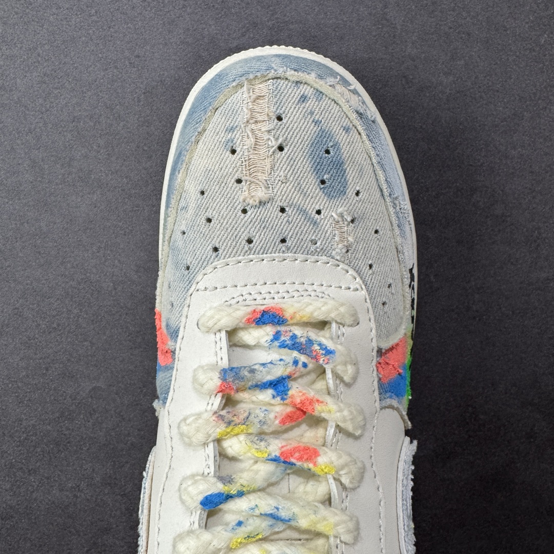 图片[8]-【定制版】Nike Air Force 1\’07 Low \”Fantasy Cowboy\” 手绘涂鸦 狂想牛仔 空军一号低帮休闲板鞋 CW1888-116  #以米白基底碰撞水洗牛仔面料，破洞与毛边的细节为复古质感注入随性基因。彩色泼墨、“HAPPY”“So……”的手写涂鸦，像是创作者在鞋面上的情绪速写，将快乐与戏谑的灵魂具象化；带彩点的鞋带、鞋侧标志性Swoosh的牛仔拼接，每一处设计都在打破常规，把街头艺术的野性与牛仔的复古肌理揉成独特的潮流语言  尺码：36 36.5 37.5 38 38.5 39 40 40.5 41 42 42.5 43 44 44.5 45 编码：HXSA310320-选品中心