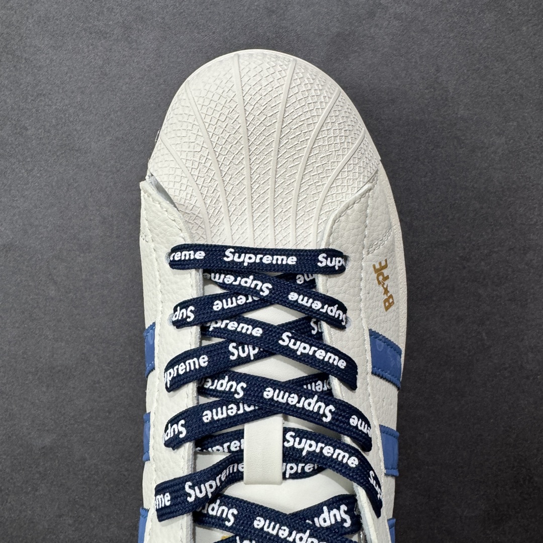 图片[8]-【定制版】AD Originals Superstar x BAPE x Superme 白蓝红 采用全新头层拼接皮革材质 后跟采用特色3D立体印字 渠道正品订单 诠释市场最高工艺水平 全鞋进口头层皮料打造 区别市面普通真标版本，进出专柜无压力 货号：QC2602 尺码：36-45-选品中心