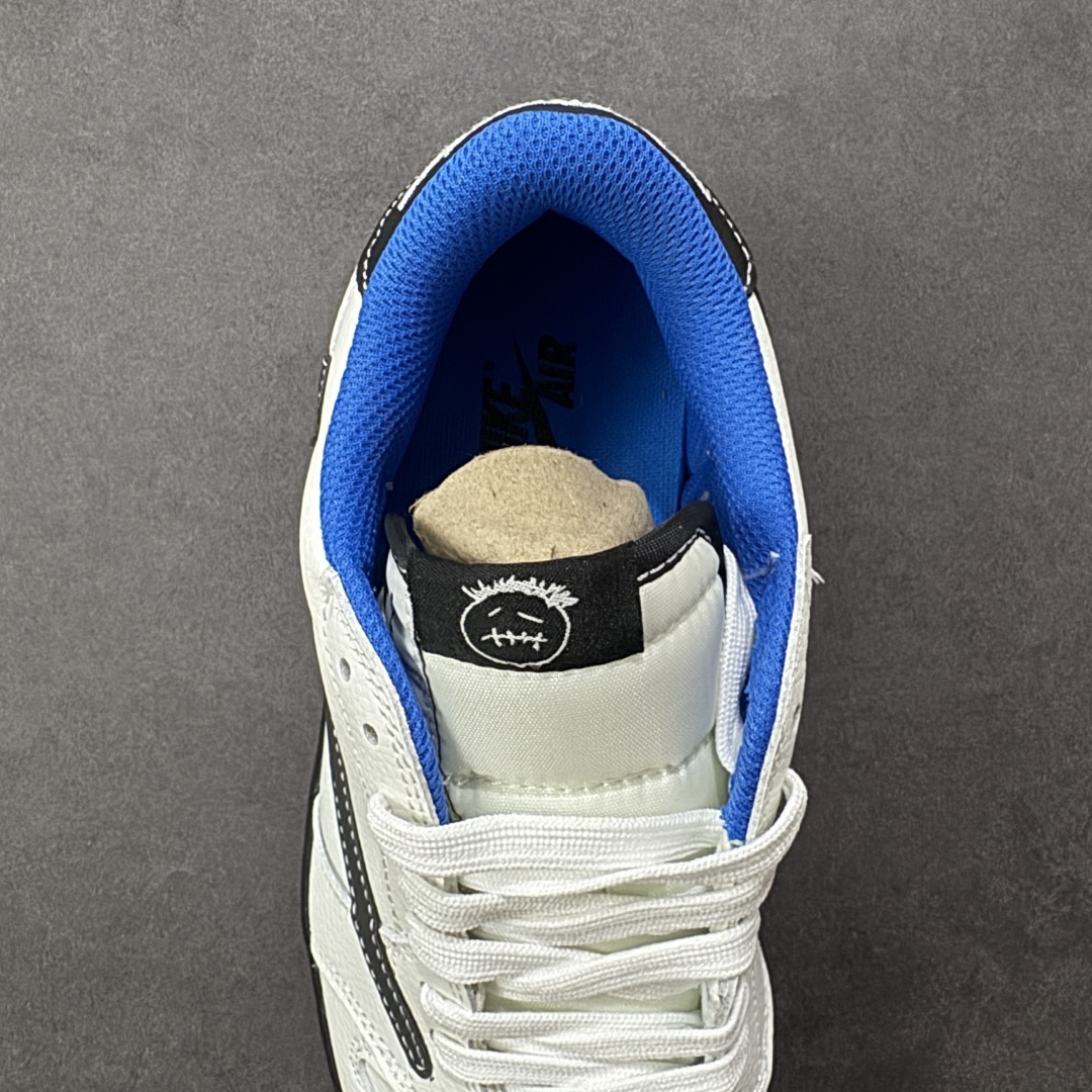 图片[7]-【定制版】Travis Scott x Fragment Design x Air Jordan 1 Low OG SP AJ1 乔1联名 蓝底鬼脸 低帮文化休闲板鞋 多方联名合作融合了Travis Scott 独特的音乐风格，藤原浩个性的设计风格以及Jordan品牌的经典元素 使其成为一双具有独特身份和价值的鞋子 清新而立体的外观加上联名标识更突出了其独特身份 这种配色方案显示出活力和时尚感 在视觉上引人注目 鞋身的质感和细腻的细节处理使其显得高端而格调十足 这款“倒钩”联名是设计与创意完美结合 融合多方的个性风格是一款备受瞩目的潮流鞋款 货号：DZ5899-027 尺码：36 36.5 37.5 38 38.5 39 40 40.5 41 42 42.5 43 44 44.5 45-选品中心
