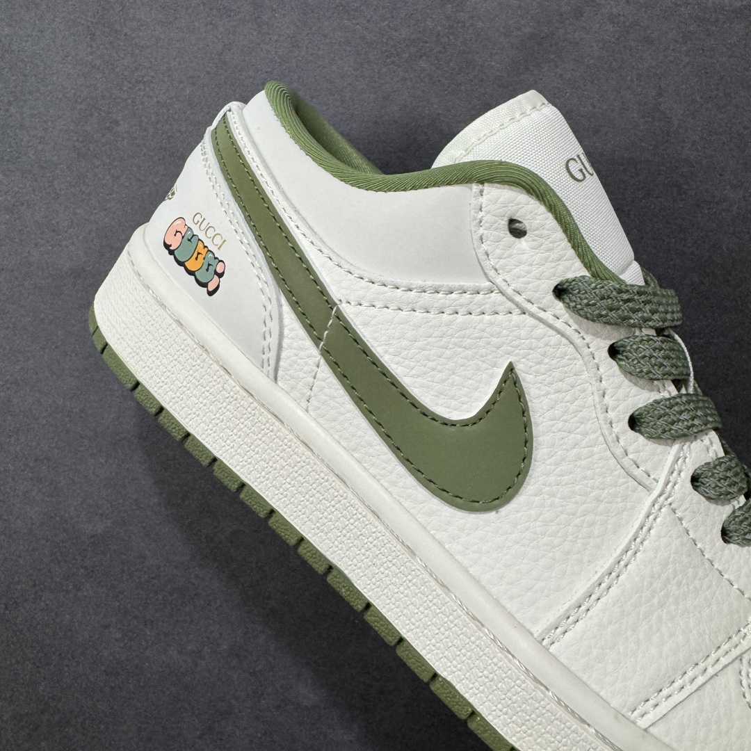 图片[6]-【定制版】Air Jordan 1 Low AJ1 乔1古驰联名 米军绿 高端定制 低帮复古篮球鞋 定制鞋盒 大厂纯原品质出货 超高清洁度 皮料切割干净无任何毛边 细节完美 货号：XX3168-168 尺码：36 36.5 37.5 38 38.5 39 40 40.5 41 42 42.5 43 44 44.5 45-选品中心