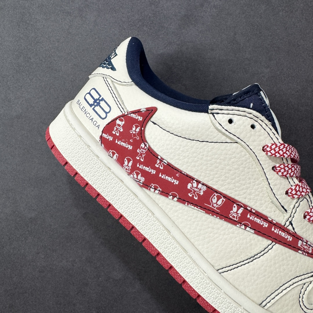 图片[6]-【定制版】Balenciaga x Air Jordan 1 Low 定制配色 巴黎世家联名 乔1 AJ1经典倒钩低帮休闲百搭板鞋   公司级版本 定制鞋盒 大厂流水作业生产 超高清洁度 皮料切割干净无任何毛边 细节完美 货号：DS2025-001  尺码：36 36.5 37.5 38 38.5 39 40 40.5 41 42 42.5 43 44 44.5 45 编码：HXSB330340-选品中心