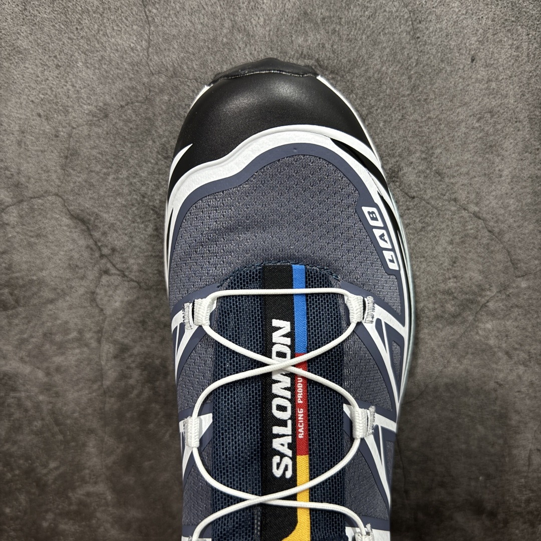 图片[5]-【S版纯原】SALOMON XT-6 GTX 萨洛蒙潮流越野机能户外功能鞋 灰蓝色478640 全新版本出货 好货不怕晚 品质 细节 材料都是肉眼可以见！ 售前售后也是其它工厂无法匹敌！ 纯原外贸平台特供订单 耗时半年巨作 全套原纸板楦头开发 原厂特供网布配套加持 确保原汁原味 完美呈现版型 原档数据独家私模五层组合大底 原装Ortholite轻量化鞋垫 中底布带钢印编号 原厂TPU锁扣 进口港宝加持 后跟自然饱满 还原公司包裹性 鞋面以“锯齿”状的包裹系统呈现 在基色底之下加入了各种色点缀 将公司的最新技术和时尚前卫的造型融入耐用的长跑款式中 鞋面由 TPU 薄膜制成 并焊接在高耐磨网眼上 使其既时尚又坚固 由 ACS底盘支撑 可增强稳定性和支撑力 以及由橡胶凸耳 Contragrip外底覆盖的 EVA 缓冲中底 旨在应对崎岖的地形 鞋舌上的彩色Salomon 标签、Quicklace 系统以及鞋头、鞋舌和鞋跟上的附加品牌使细节更加完美 让穿着者可以轻松驾驭户外与通勤下的任何运动生活场景 无缝鞋身户外随意纵横 颜值与脚感兼备 出街通勤 绝对非常吸睛 你值得拥有 尺码：36 36.5 37.5 38 38.5 39 40 40.5 41 42 42.5 43 44 44.5 45-选品中心