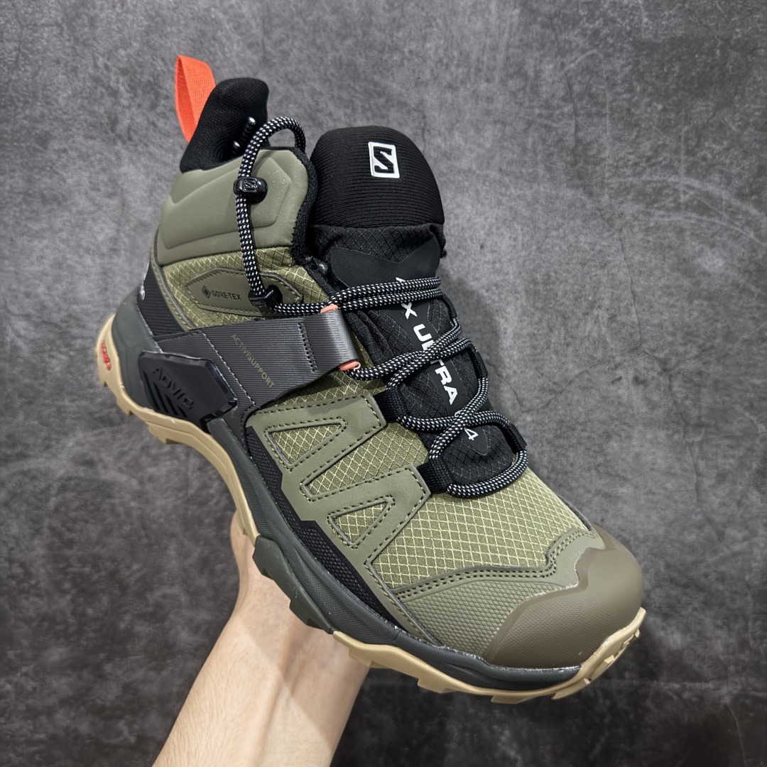 图片[3]-【莞产版本】SALOMON萨洛蒙 X Ultra 4 MID GTX 舒适 耐磨防水包裹性支撑抗冲击 中帮 户外功能鞋 男款 Salomon萨洛蒙 X ULTRA 4 MID GTX 从整体的鞋身设计不难看出从大哥4D的影子，无论是分段的鞋头包裹还是鞋侧的锯尺化设计，都沿袭了这一经典的设计理念。极致的性能与穿着的舒适性这盏天平它找到了绝妙的平衡。Advanced Chassis®这款大底的耐用性和抓地力相当不错，这双鞋上能漫步山野 下能融入城市之间。 尺码：40-46-选品中心
