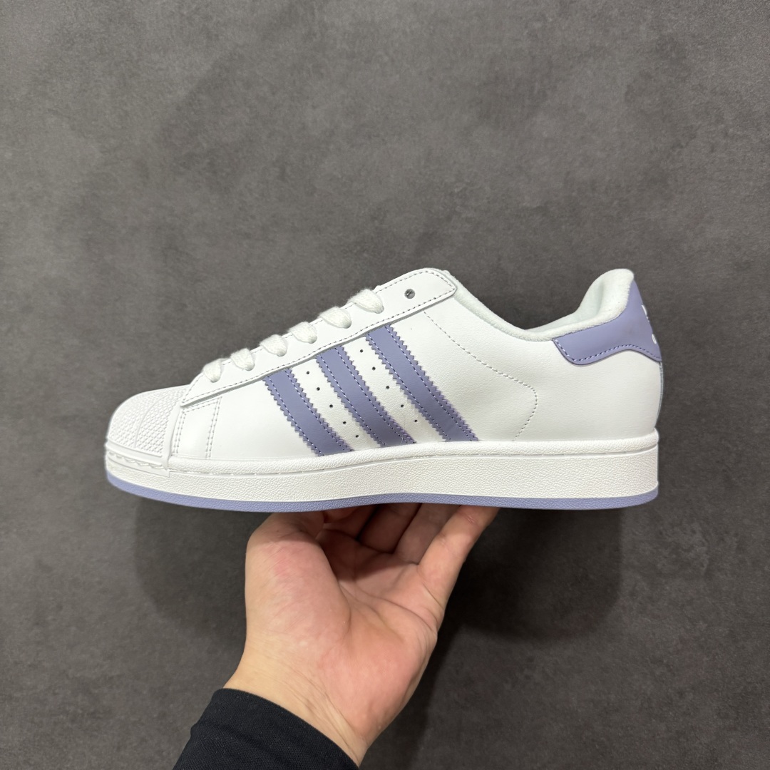 图片[2]-【公司级】AD Originals Superstar 2 贝壳头 白紫 原装公司级 采用全新头层拼接皮革材质 后跟采用特色3D立体印字 渠道正品订单 诠释市场最高工艺水平 全鞋进口头层皮料打造。区别市面普通真标版本，进出专柜无压力 货号：JS1373 尺码：36-40-选品中心