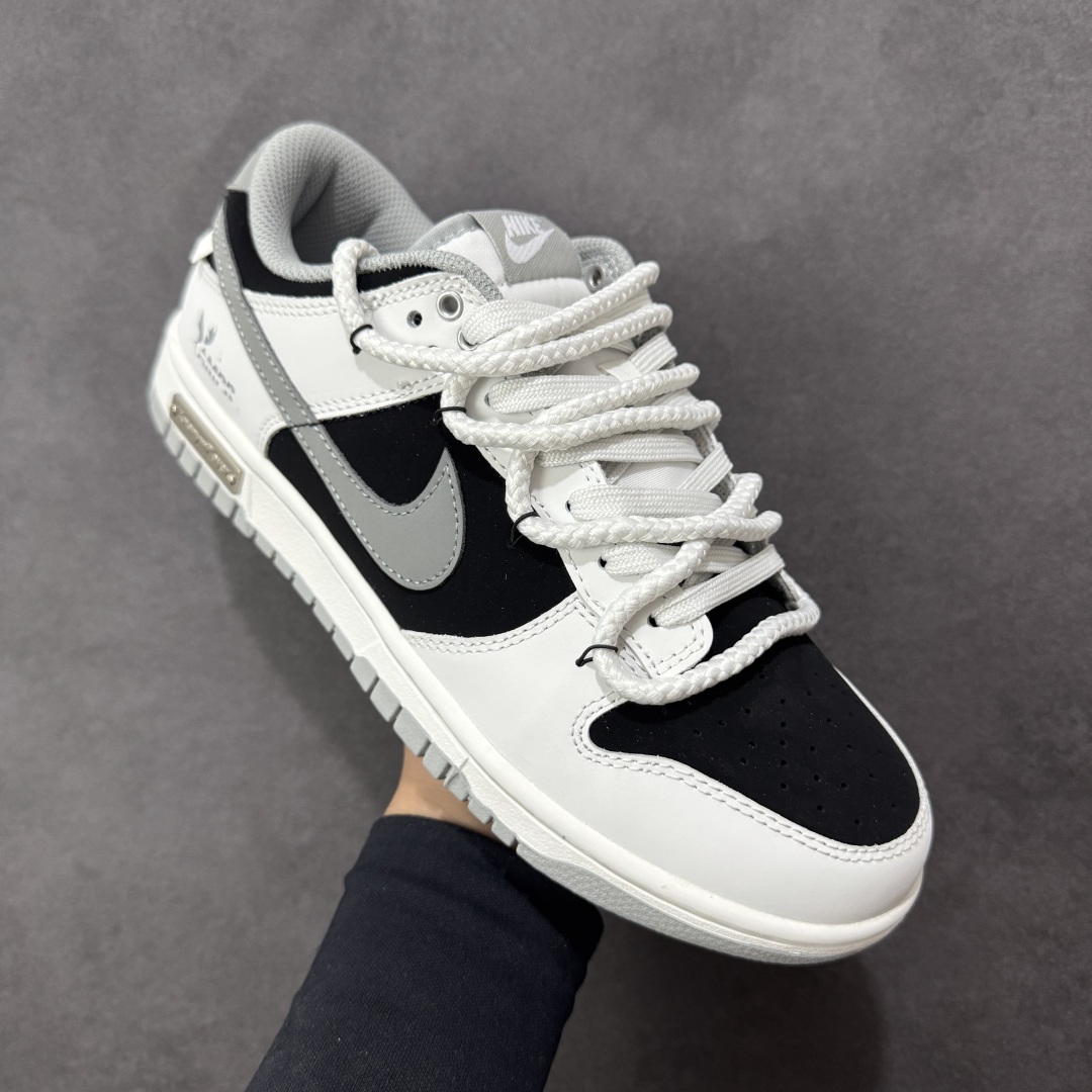 图片[3]-【YC版本】Nike Dunk Low 墨之影 高端定制 此款以经典Dunk鞋型为模版，上演一场黑白灰的视觉艺术。白色主调极致清爽，易于搭配，深灰色Swoosh以破墨笔法勾勒出凌厉轨迹。侧翼飞翼Logo如印章压角，后跟「AMPR」代号低调烙印身份。黑白灰的层次随光影流动，高级感已在虚实浓淡间自成格局。 货号： WB0518-091 尺码： 40 40.5 41 42 42.5 43 44 44.5 45 46 编码：HXSB330340-选品中心