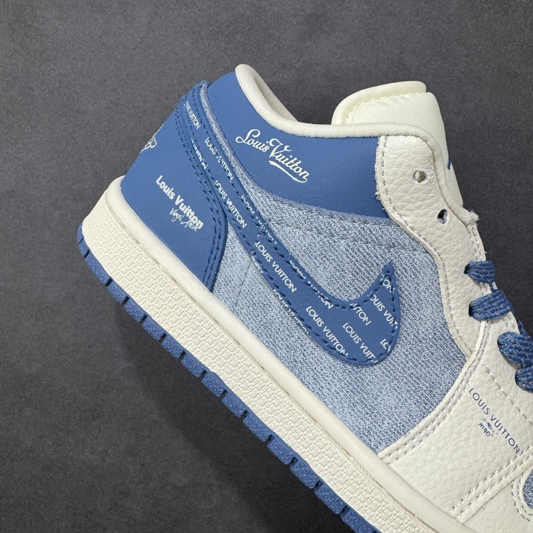 图片[6]-【定制版】高端定制Air Jordan 1 Low AJ1 乔1 “路易威登LV联名—灰牛仔深蓝钩 高端定制 低帮复古篮球鞋 #定制鞋盒 大厂纯原品质出货 超高清洁度 皮料切割干净无任何毛边 细节完美 货号：QD1988-003 尺码：36 36.5 37.5 38 38.5 39 40 40.5 41 42 42.5 43 44 44.5 45 编码：HXSB330340-选品中心