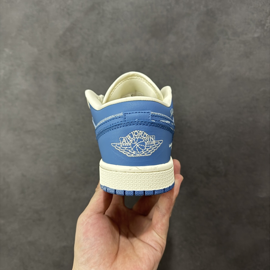 图片[4]-【定制版】高端定制Air Jordan 1 Low AJ1 乔1 “路易威登LV联名—灰牛仔深蓝钩 高端定制 低帮复古篮球鞋 #定制鞋盒 大厂纯原品质出货 超高清洁度 皮料切割干净无任何毛边 细节完美 货号：QD1988-003 尺码：36 36.5 37.5 38 38.5 39 40 40.5 41 42 42.5 43 44 44.5 45 编码：HXSB330340-选品中心