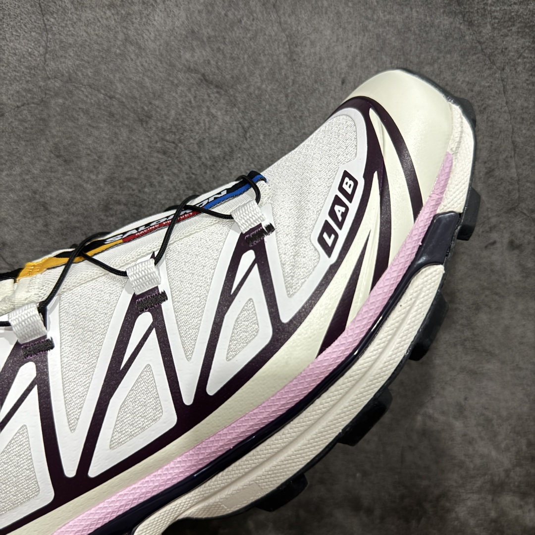 图片[6]-【S版纯原】SALOMON XT-6 萨洛蒙潮流越野机能户外功能鞋 米粉色 478646 全新版本出货 好货不怕晚 品质 细节 材料都是肉眼可以见！ 售前售后也是其它工厂无法匹敌！ 纯原外贸平台特供订单 耗时半年巨作 全套原纸板楦头开发 原厂特供网布配套加持 确保原汁原味 完美呈现版型 原档数据独家私模五层组合大底 原装Ortholite轻量化鞋垫 中底布带钢印编号 原厂TPU锁扣 进口港宝加持 后跟自然饱满 还原公司包裹性 鞋面以“锯齿”状的包裹系统呈现 在基色底之下加入了各种色点缀 将公司的最新技术和时尚前卫的造型融入耐用的长跑款式中 鞋面由 TPU 薄膜制成 并焊接在高耐磨网眼上 使其既时尚又坚固 由 ACS底盘支撑 可增强稳定性和支撑力 以及由橡胶凸耳 Contragrip外底覆盖的 EVA 缓冲中底 旨在应对崎岖的地形 鞋舌上的彩色Salomon 标签、Quicklace 系统以及鞋头、鞋舌和鞋跟上的附加品牌使细节更加完美 让穿着者可以轻松驾驭户外与通勤下的任何运动生活场景 无缝鞋身户外随意纵横 颜值与脚感兼备 出街通勤 绝对非常吸睛 你值得拥有 尺码：36 36.5 37.5 38 38.5 39 40 40.5 41 42 42.5 43 44 44.5 45-选品中心