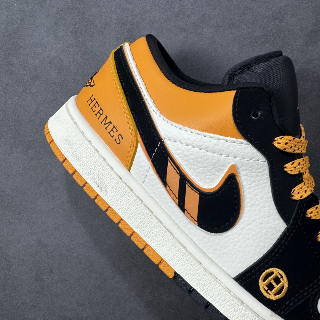 图片[6]-【定制版】Nike Jordan Air Jordan 1 “爱马仕联名——米黑橙” 高端定制 乔丹低帮休闲板鞋 大厂纯原品质出货 纯正版型 定制鞋盒 皮料切割干净无任何毛边 细节完美 超高清洁度 货号：LJ8888-004 尺码：36 36.5 37.5 38 38.5 39 40 40.5 41 42 42.5 43 44 44.5 45 编码：HXSB330340-选品中心