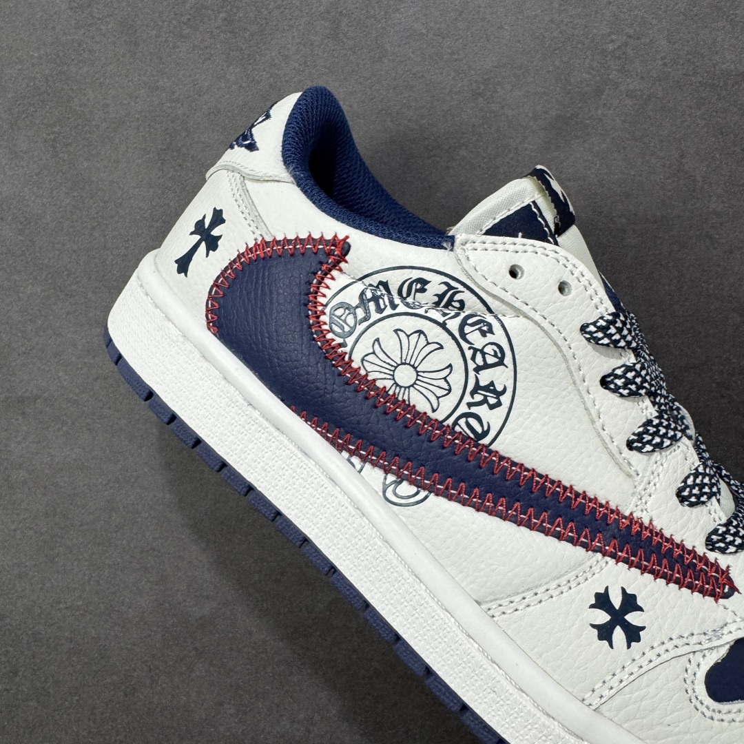 图片[6]-【定制版】Travis Scott x Fragment Design x Jordan Air Jordan 1 Low OG SP “克罗心联名——缝线勾” 多方联名合作融合了Travi翻毛蓝勾s Scott 独特的音乐风格，藤原浩个性的设计风格以及Jordan品牌的经典元素 使其成为一双具有独特身份和价值的鞋子 清新而立体的外观加上联名标识更突出了其独特身份 这种配色方案显示出活力和时尚感 在视觉上引人注目 鞋身的质感和细腻的细节处理使其显得高端而格调十足 这款“倒钩”联名是设计与创意完美结合 融合多方的个性风格是一款备受瞩目的潮流鞋款 低帮休闲板鞋 定制鞋盒 大厂纯原品质出货 超高清洁度 皮料切割干净无任何毛边 细节完美 货号：DZ5899-030 尺码：36 36.5 37.5 38 38.5 39 40 40.5 41 42 42.5 43 44 44.5 45-选品中心