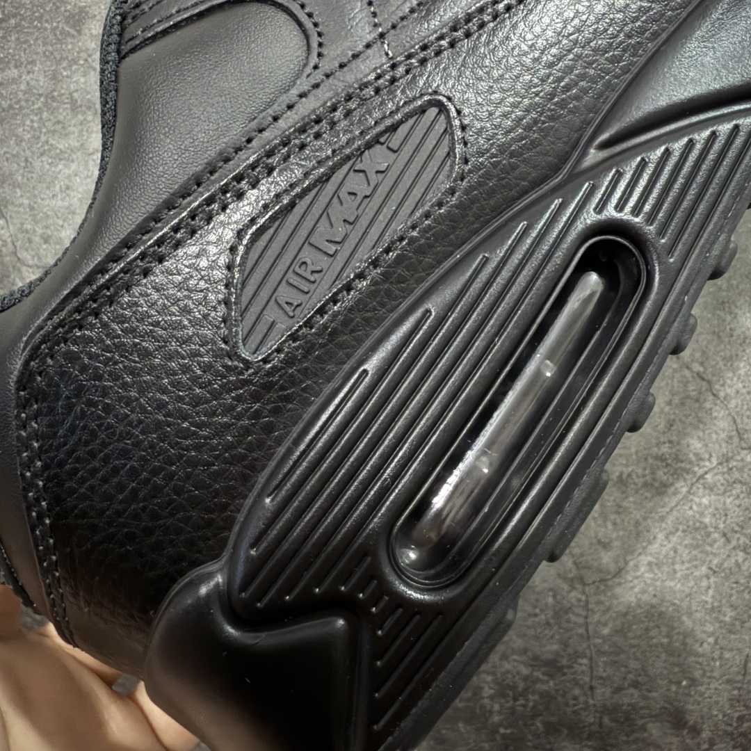 图片[3]-【顶级芯片版】Nike Air Max 90 舒适 复古 合成革减震防滑透气 低帮 休闲跑步鞋 纯黑皮面 CZ5594-001 鞋舌标可扫码 海外欧州过验版 原纸版原楦头 顶级90款问市 开发数月 原版开发 多道QC质检 鞋型完美复刻 原厂级别工艺 正确色卡 正确气垫蓝光 正确大底 独家私模 采用进口头层牛皮拼接 定位高端市场 行业标杆工艺 尺码：39 40 40.5 41 42 42.5 43 44 44.5 45 46-选品中心