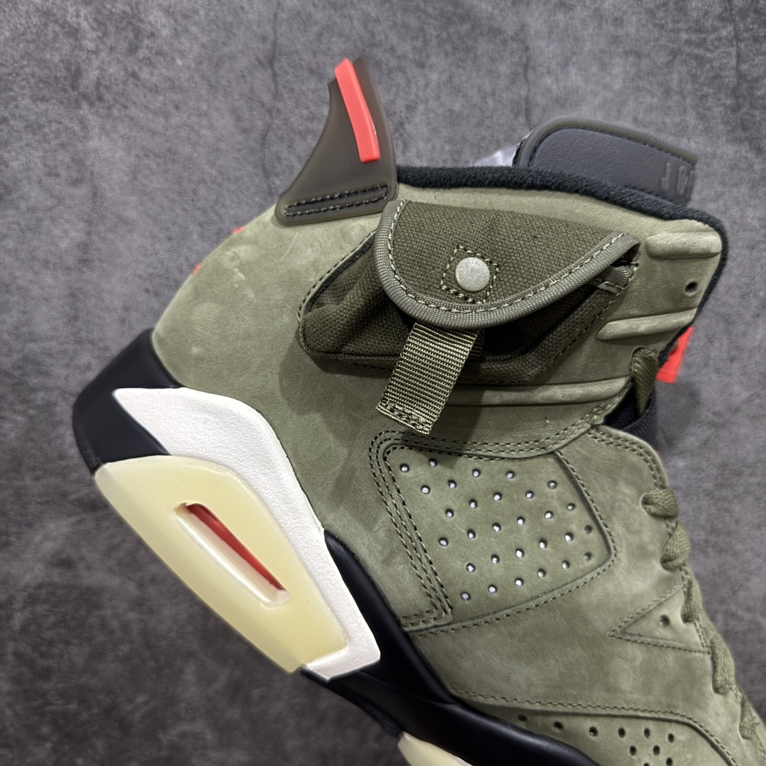 图片[7]-【DG2.0】Travis Scott x Air Jordan 6 AJ6 TS复古文化篮球鞋“军绿夜光鬼脸” CN1084-200 AJ6军绿口袋 顶级细节 多双原鞋拆解开发 进口麂皮皮料 立体公整口袋 原厂后跟刺绣 饱满粗细同步 区分市面过细刺绣 原厂锁扣配件按压回弹声音清脆 原厂定型 后跟完美效果 无各种添加操作 全新正确细节 正确3M反光夜光大底 尺码：40 40.5 41 42 42.5 43 44 44.5 45 46 47.5-选品中心