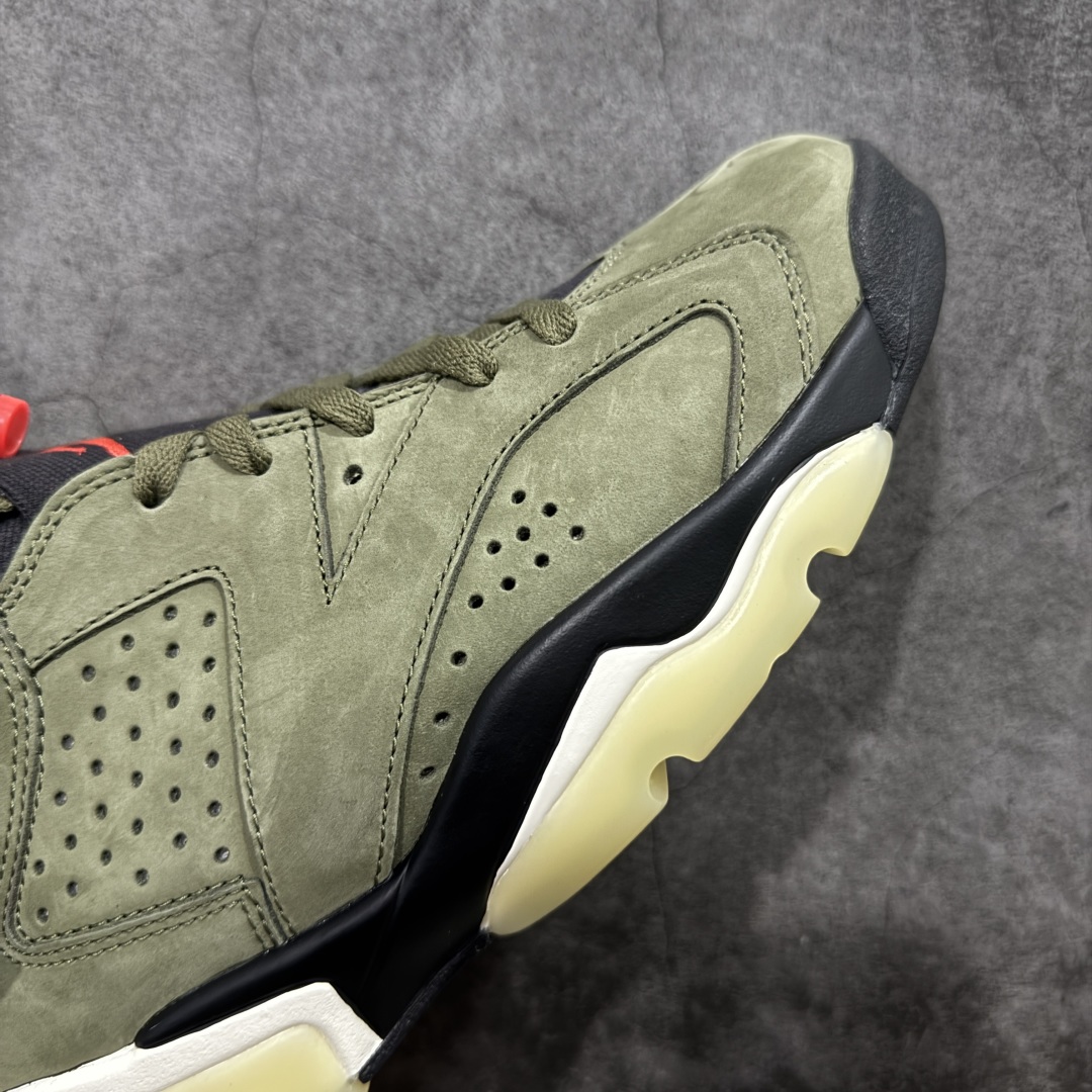 图片[6]-【DG2.0】Travis Scott x Air Jordan 6 AJ6 TS复古文化篮球鞋“军绿夜光鬼脸” CN1084-200 AJ6军绿口袋 顶级细节 多双原鞋拆解开发 进口麂皮皮料 立体公整口袋 原厂后跟刺绣 饱满粗细同步 区分市面过细刺绣 原厂锁扣配件按压回弹声音清脆 原厂定型 后跟完美效果 无各种添加操作 全新正确细节 正确3M反光夜光大底 尺码：40 40.5 41 42 42.5 43 44 44.5 45 46 47.5-选品中心