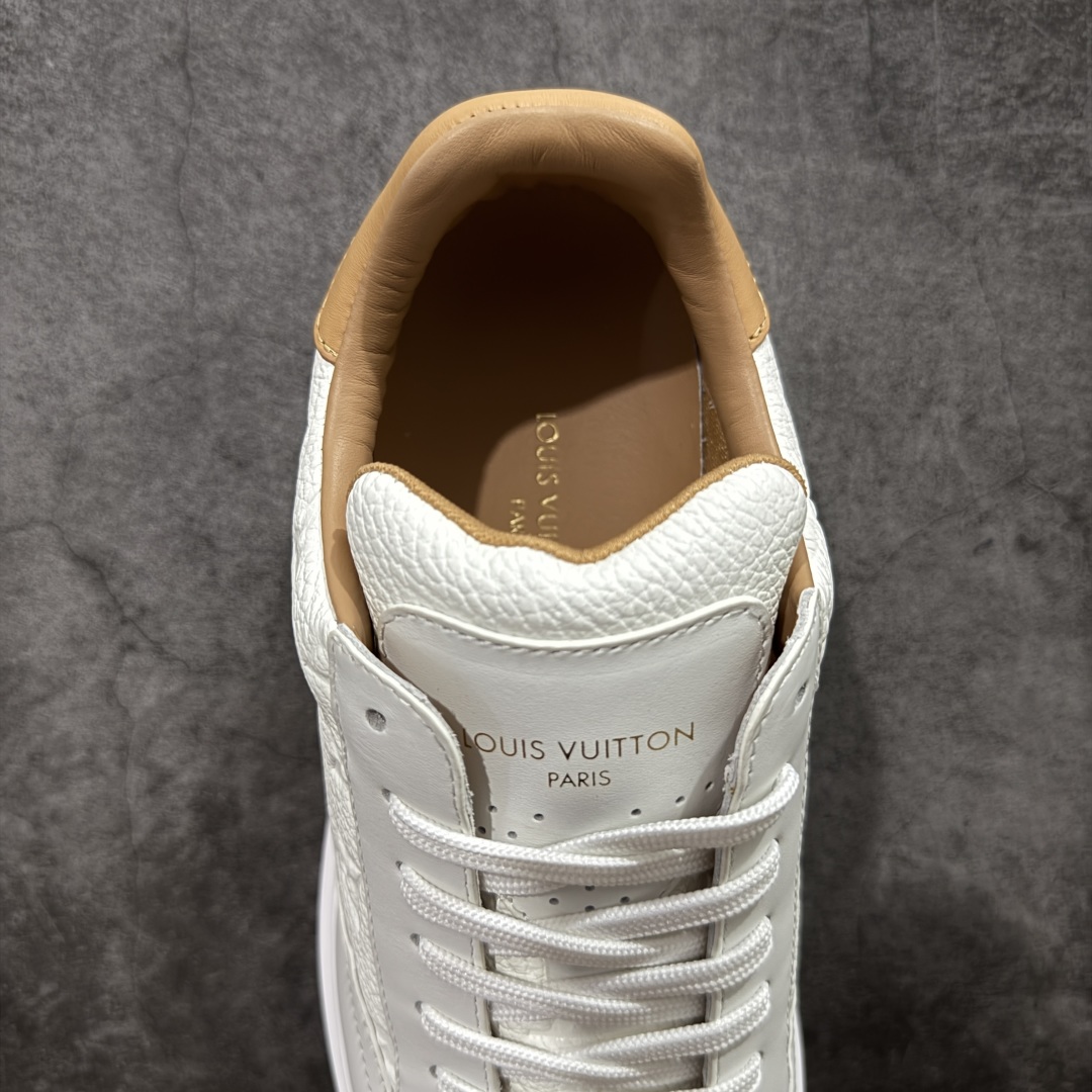 图片[8]-【海淘代购版】LOUIS VUITTON LV Beverly Hills 牛皮 圆头系带 低帮 时尚板鞋 男款 白色 海淘代购同渠道品质 高端零售 外贸充正专供 原版购入开发 ZP级全套包装 完美楦型 正确卡色 大底TPU 质感媲美原版 细节与原版一致 请注意区分市面通货材 尺码：38 39 40 41 42 43 44 45 46-选品中心