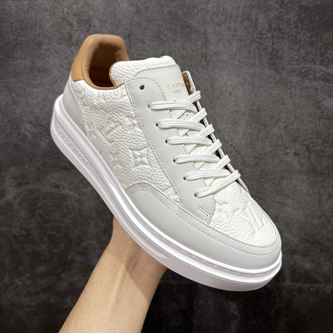 图片[3]-【海淘代购版】LOUIS VUITTON LV Beverly Hills 牛皮 圆头系带 低帮 时尚板鞋 男款 白色 海淘代购同渠道品质 高端零售 外贸充正专供 原版购入开发 ZP级全套包装 完美楦型 正确卡色 大底TPU 质感媲美原版 细节与原版一致 请注意区分市面通货材 尺码：38 39 40 41 42 43 44 45 46-选品中心
