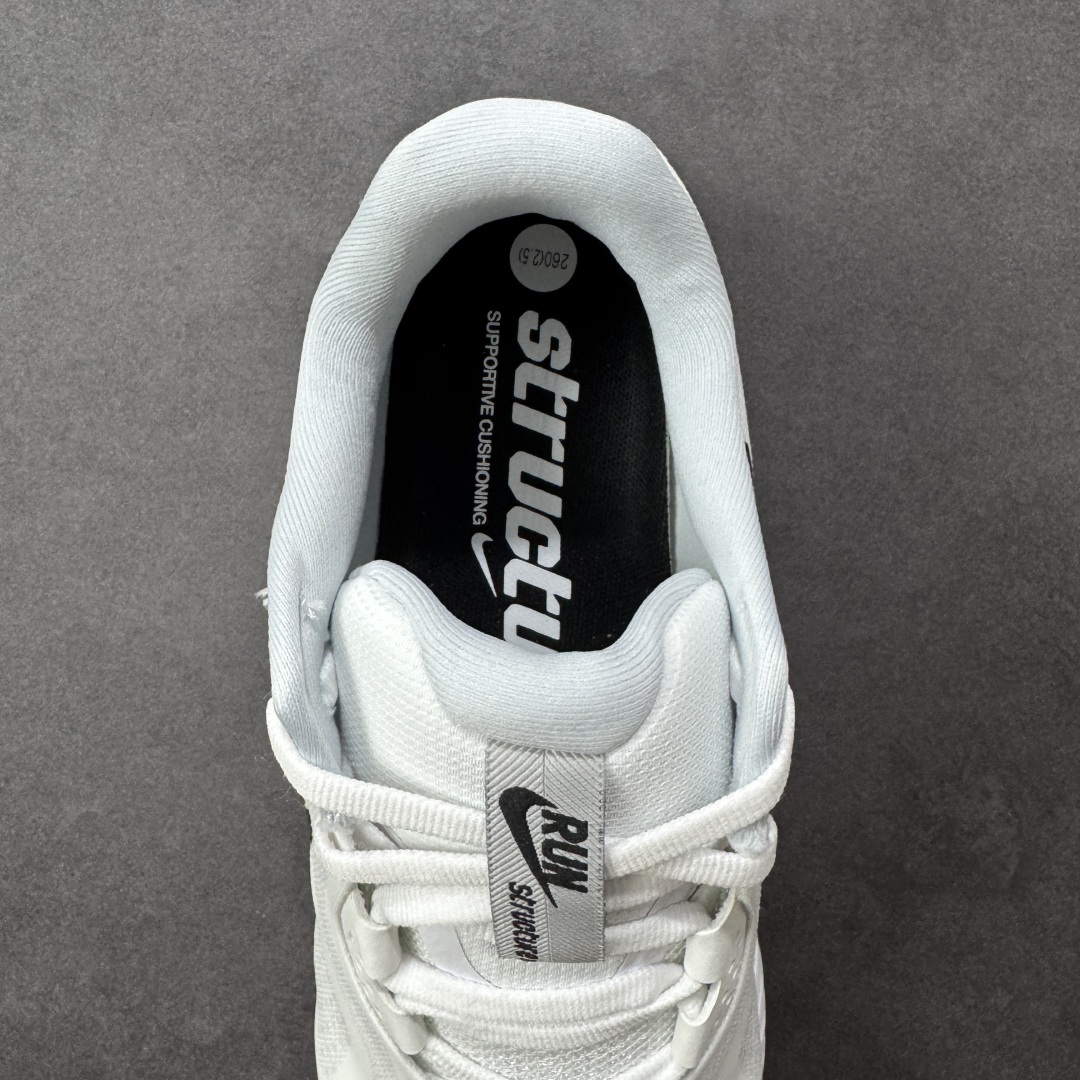 图片[7]-【RS纯原版】NK Zoom Structure 26代 缓震舒适轻量跑步鞋 鞋面采用聚酯纤维网面材质制作。鞋身整体轻盈舒适透气，整体颜色非常协调，简约风格，让日穿的穿搭更时尚。前掌搭载Air Zoom气垫，中底采用ReactX泡棉减震科技。 货号：HJ1102-100 尺码：36 36.5 37.5 38 38.5 39 40 40.5 41 42 42.5 43 44 44.5 45 46-选品中心